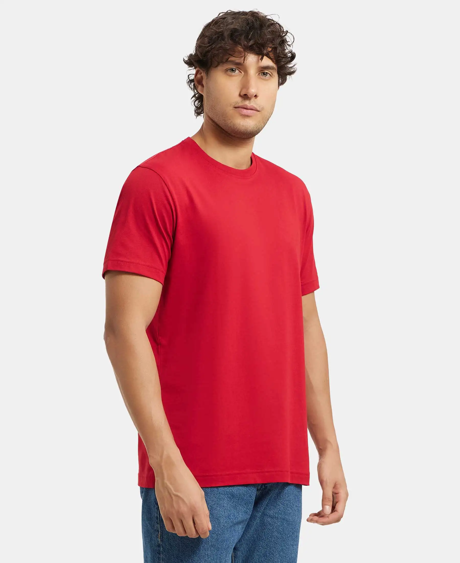 Super Combed Cotton Rich Round Neck Half Sleeve T-Shirt - Shanghai Red - Image 2
