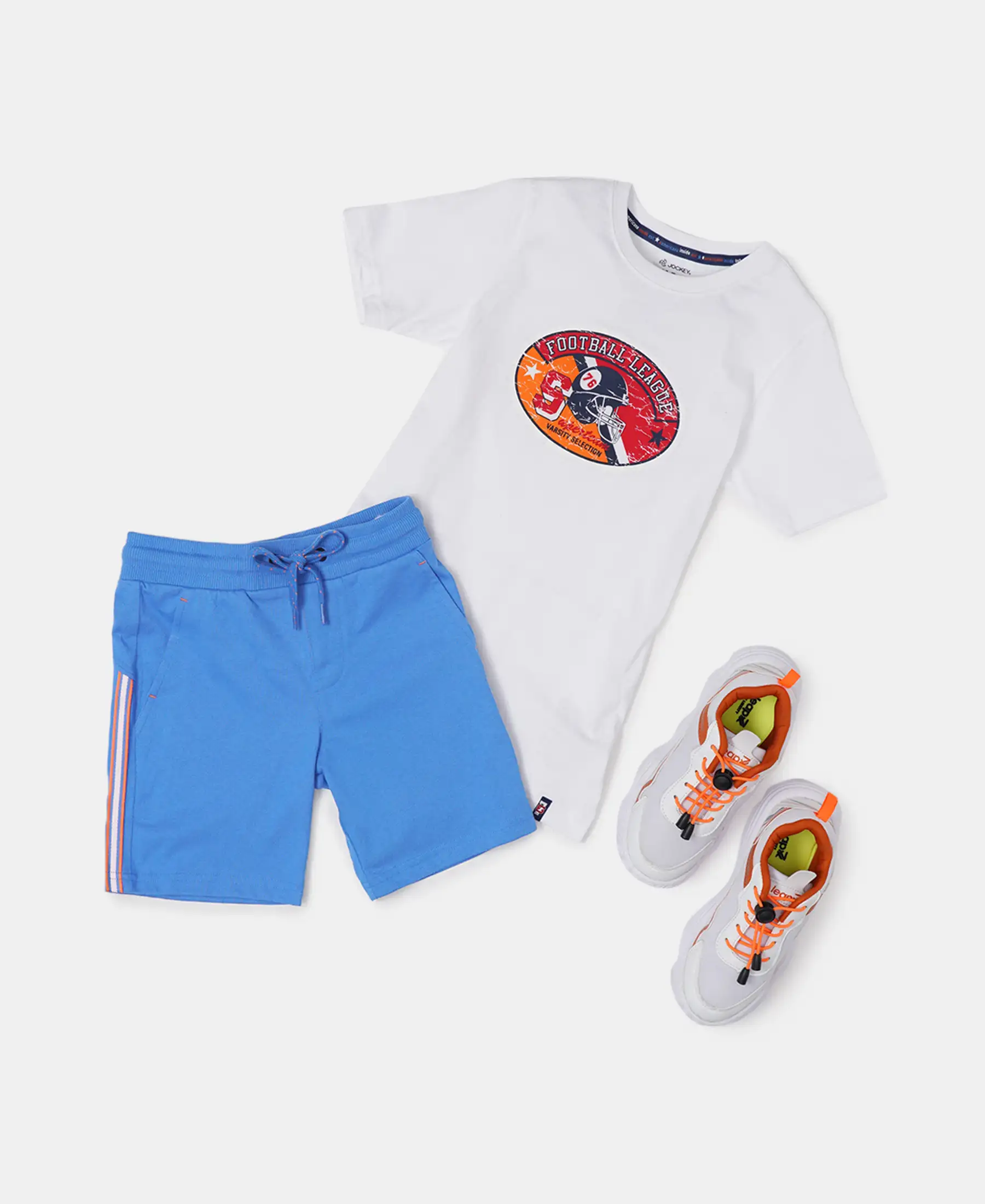 Boy's Super Combed Cotton Rich Shorts with Contrast Side Taping - Palace Blue - Image 4