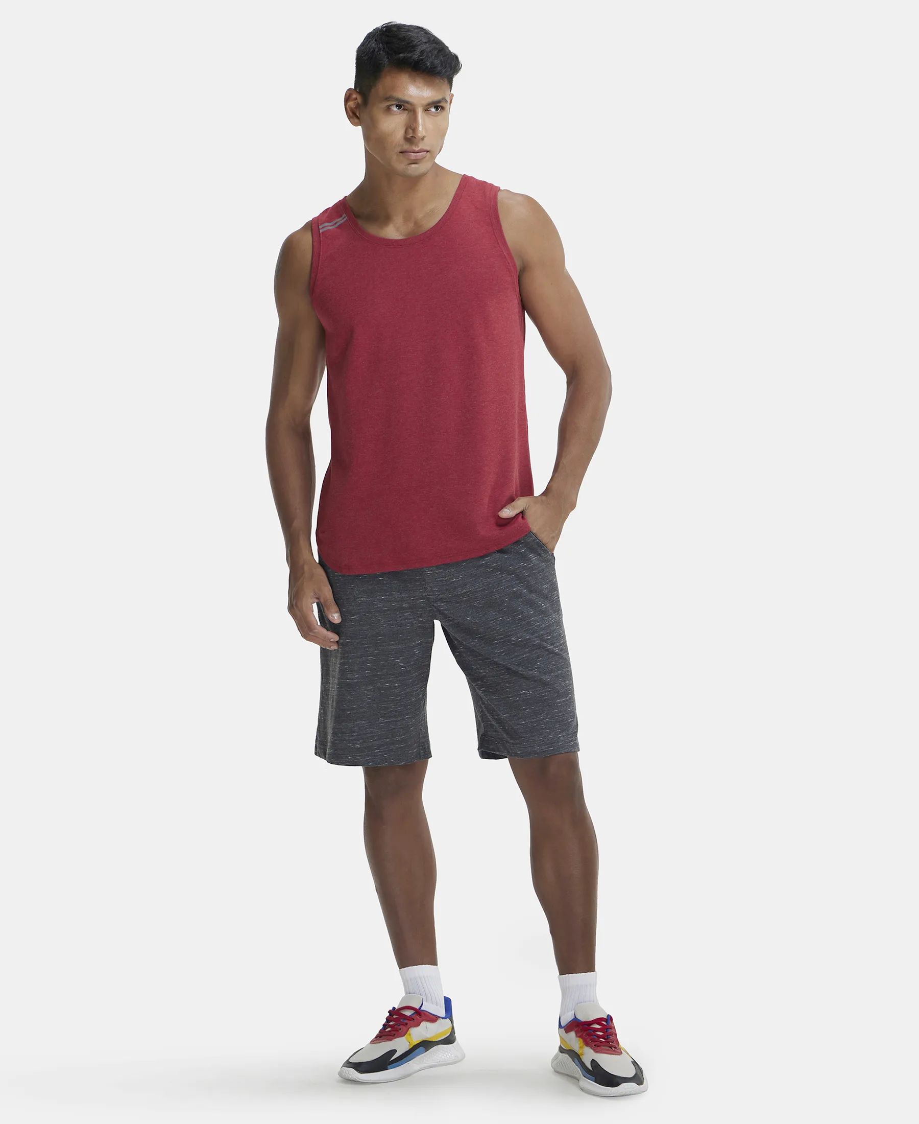 Super Combed Cotton Rich Shorts with StayFresh Treatment - Forest Dark Grey Melange - Image 4