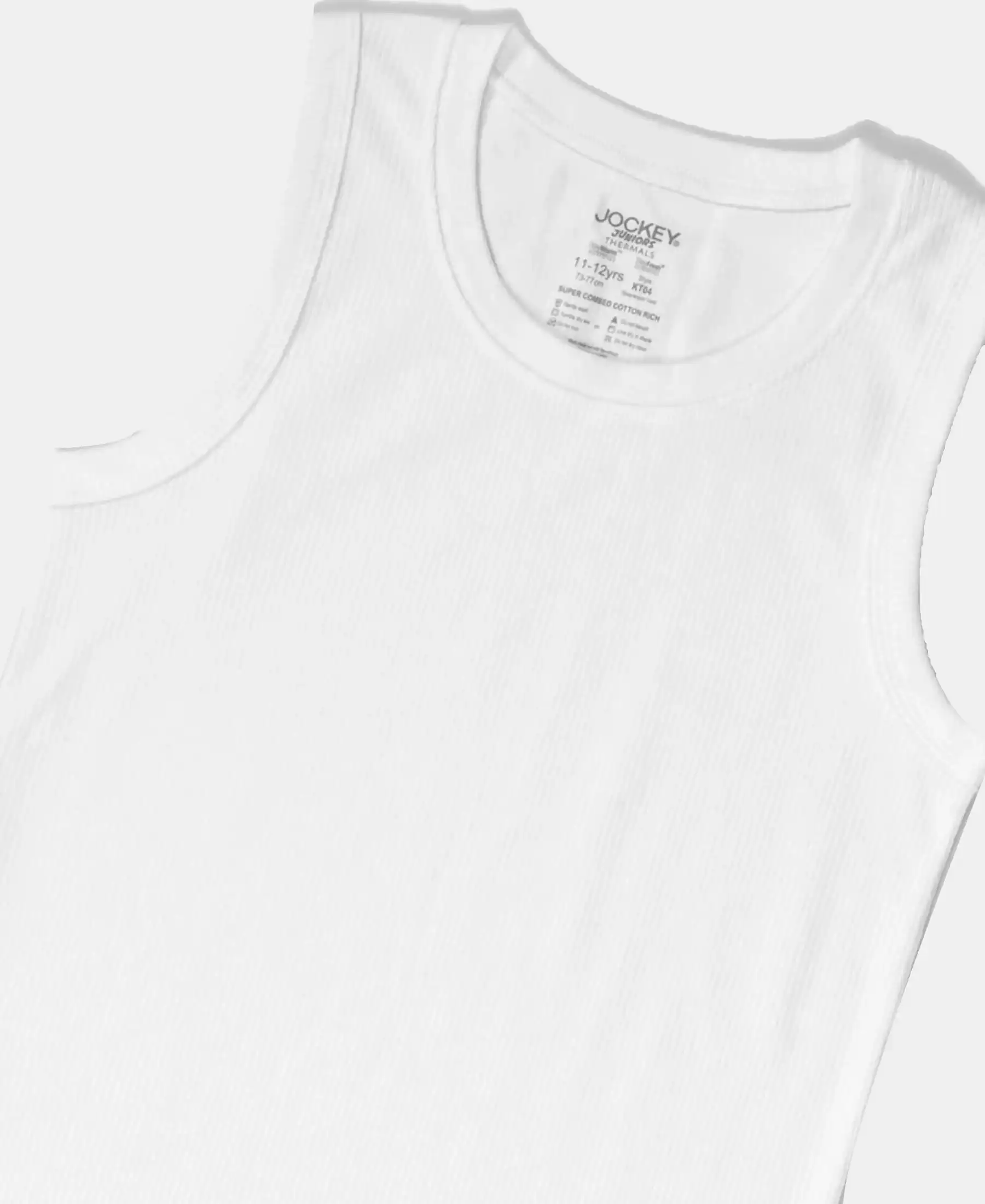 Extra Warmth Kid's Super Combed Cotton Rich Sleeveless Thermal Muscle Vest with StayWarm Treatment - Off White - Image 3