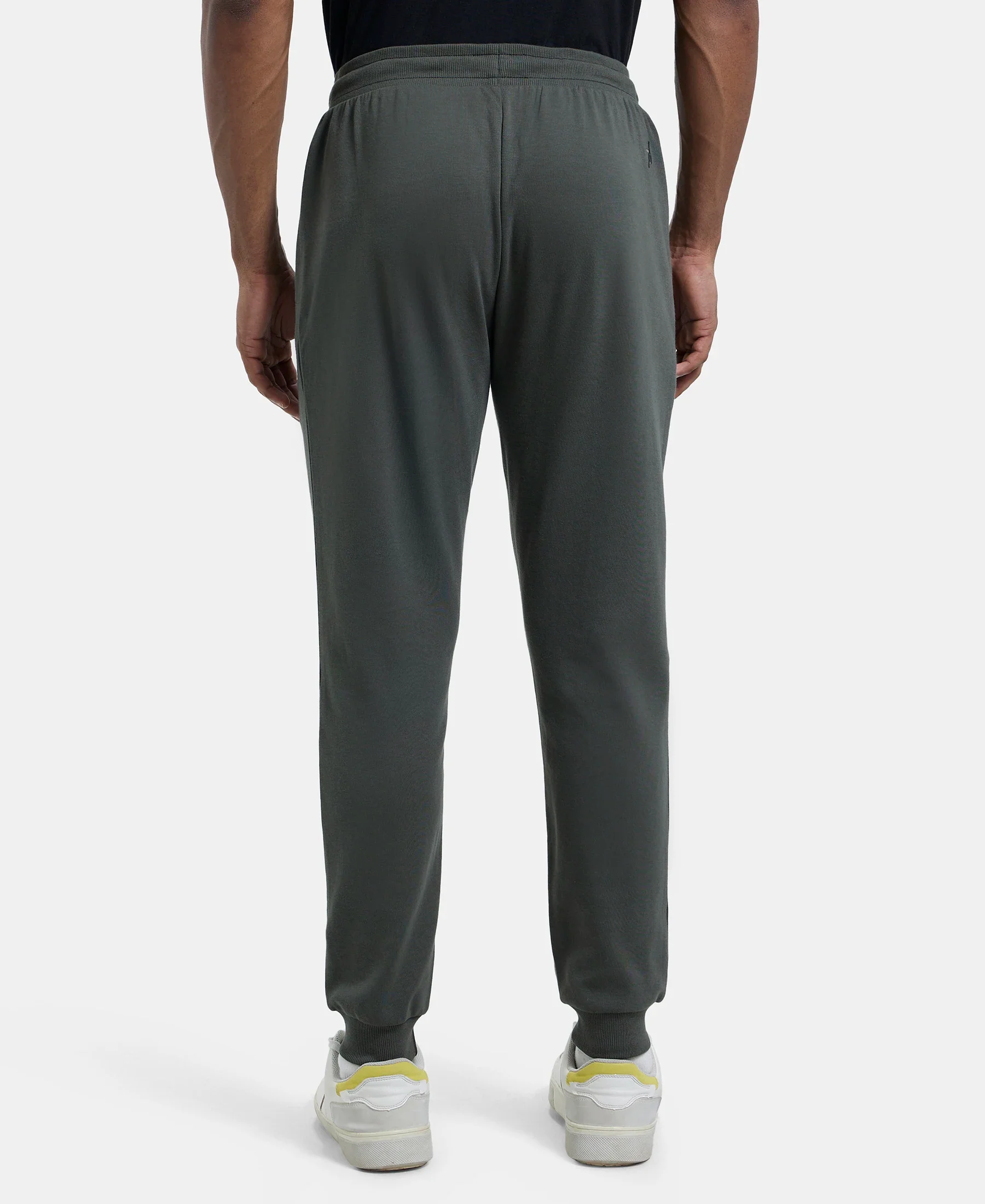 Super Combed Cotton Rich Slim Fit Jogger with Zipper Pockets - Deep Olive - Image 3