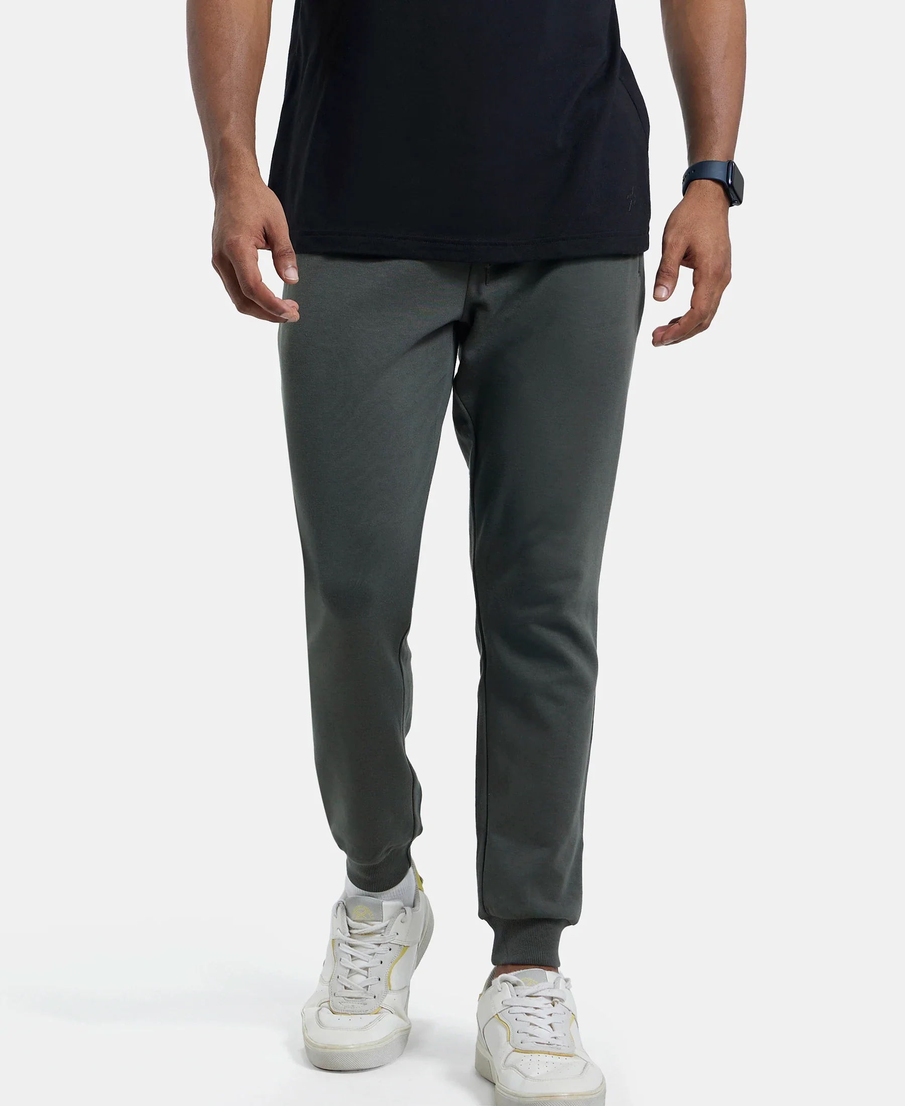 Super Combed Cotton Rich Slim Fit Jogger with Zipper Pockets - Deep Olive - Image 5