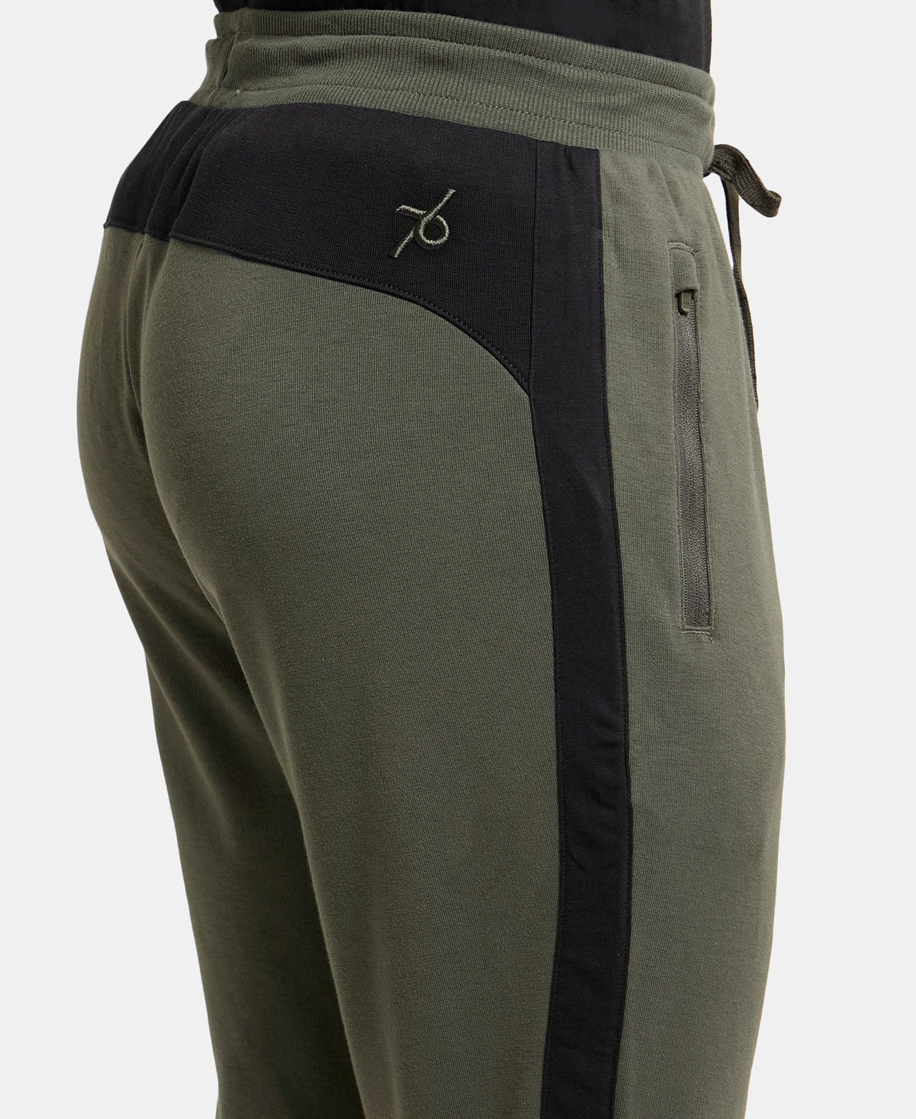 Super Combed Cotton Rich Slim Fit Jogger with Zipper Pockets - Deep Olive - Image 6