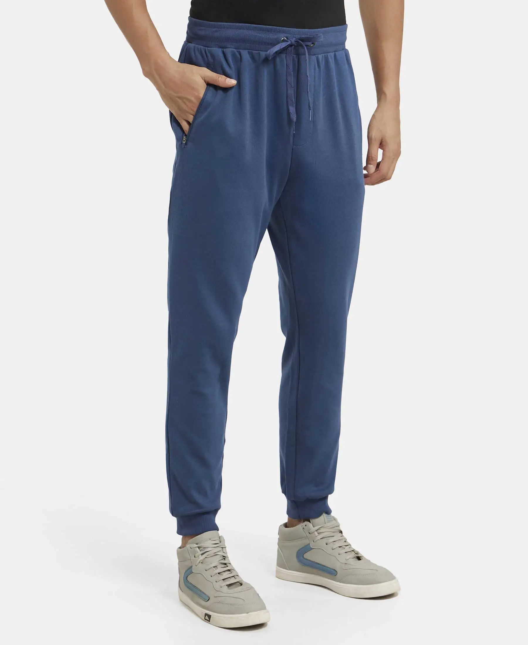 Super Combed Cotton Rich Slim Fit Jogger with Zipper Pockets - Insignia Blue - Image 2
