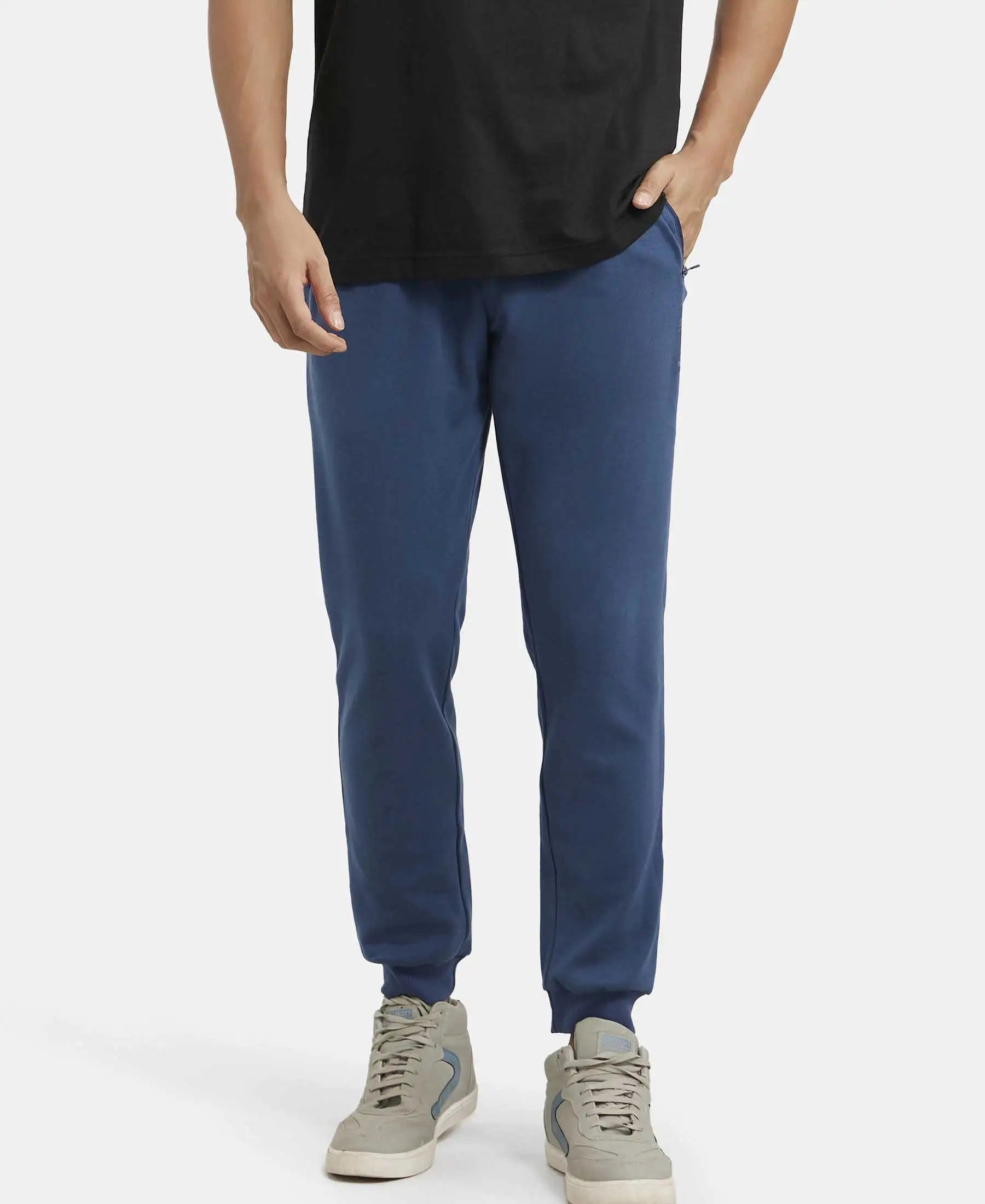 Super Combed Cotton Rich Slim Fit Jogger with Zipper Pockets - Insignia Blue - Image 5