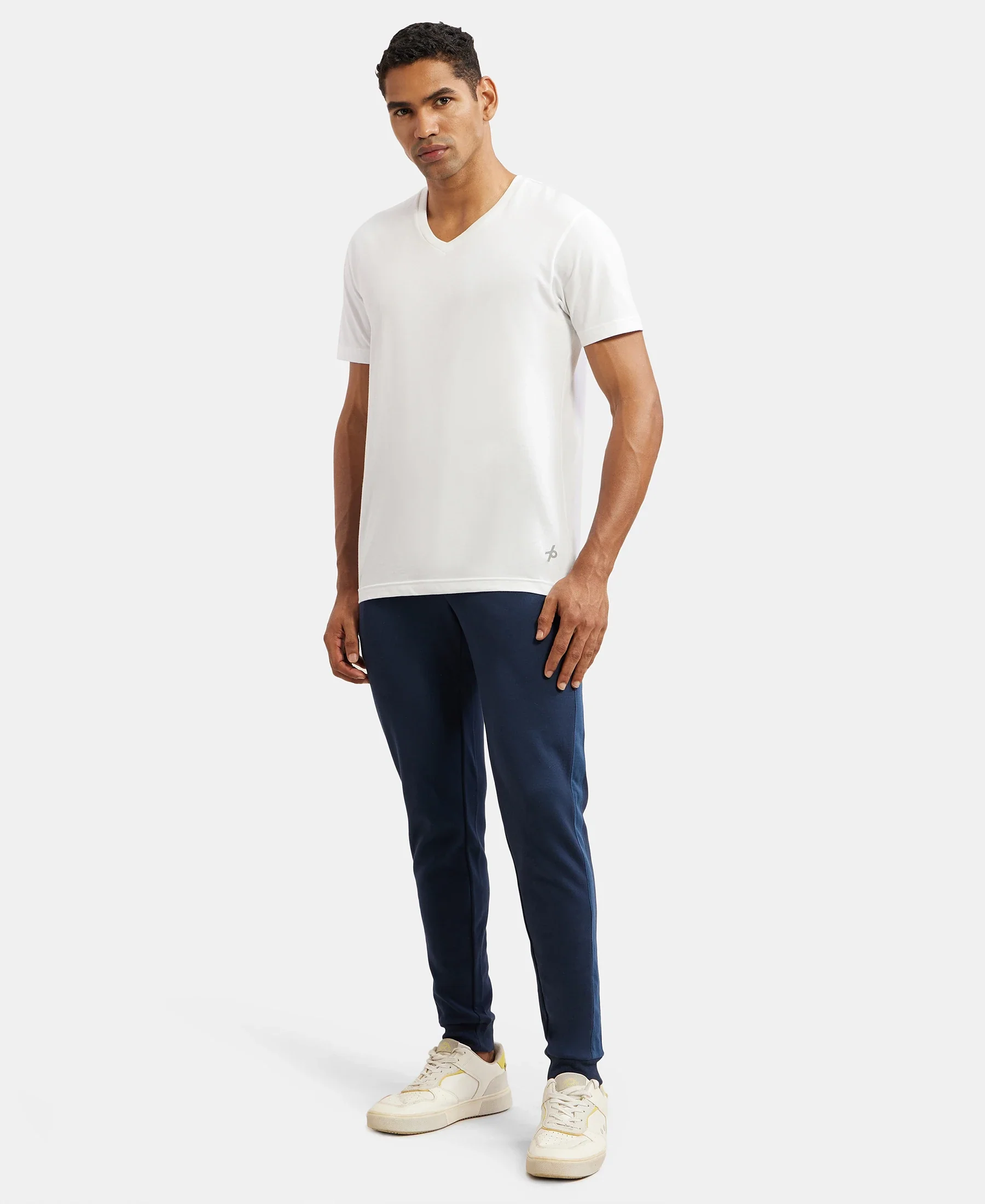 Super Combed Cotton Rich Slim Fit Jogger with Zipper Pockets - Navy - Image 6