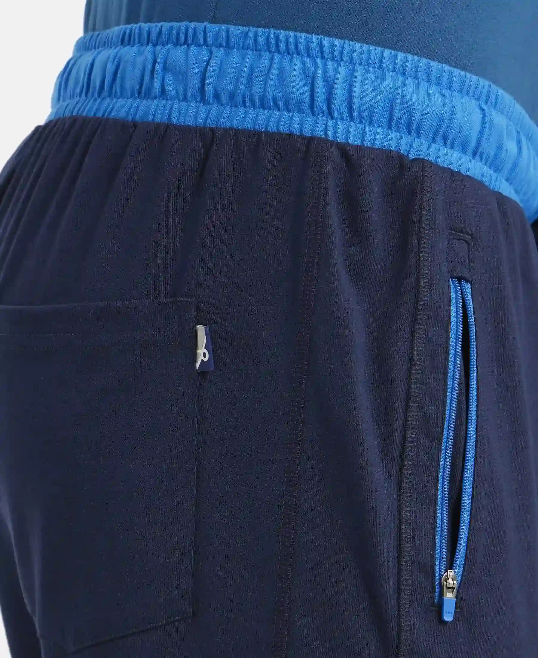 Super Combed Cotton Rich Slim Fit Trackpant with Side Zipper Pockets - Navy & Neon Blue - Image 7