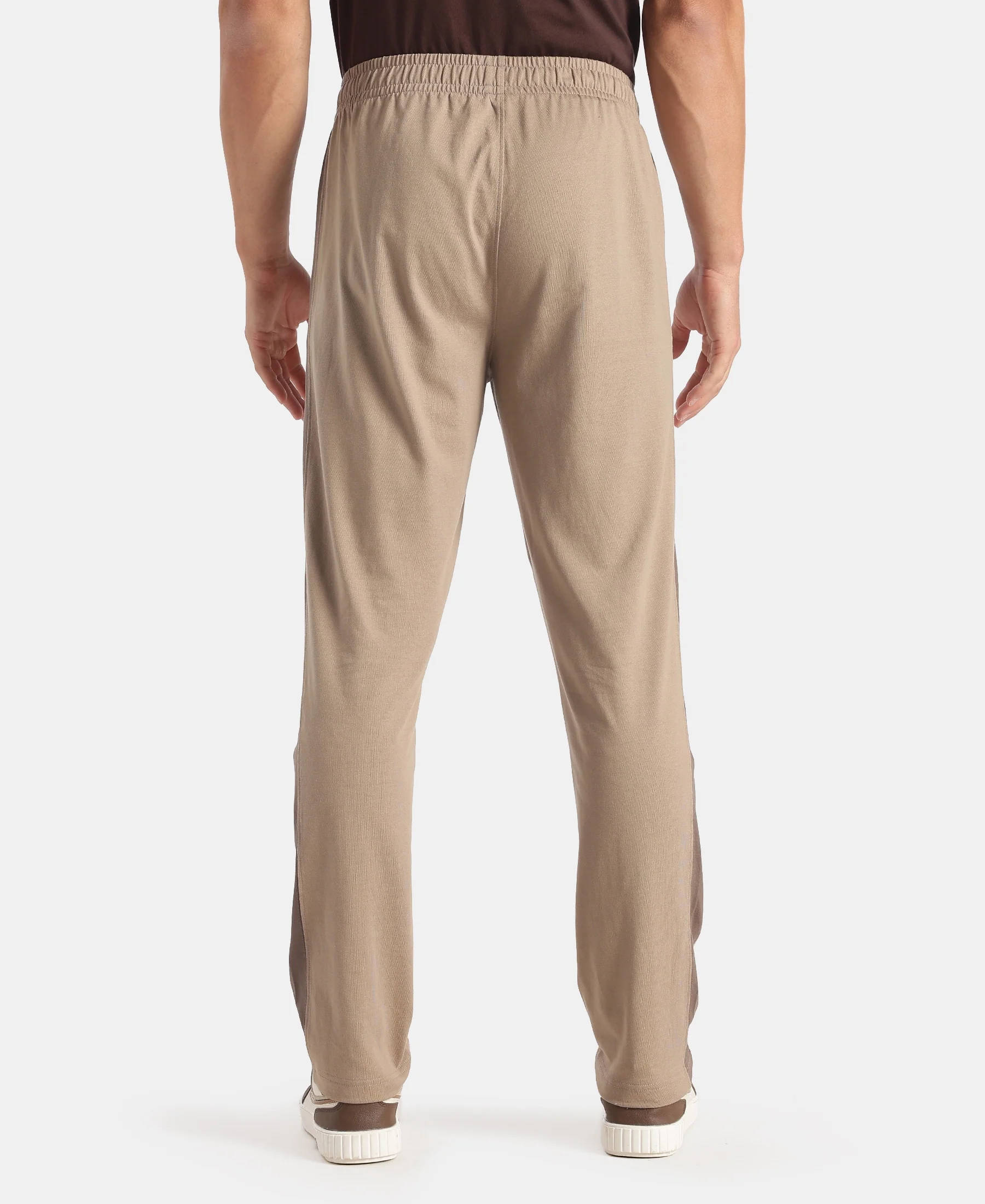 Super Combed Cotton Rich Slim Fit Trackpant with Zipper Media Pocket - Desert Taupe - Image 3