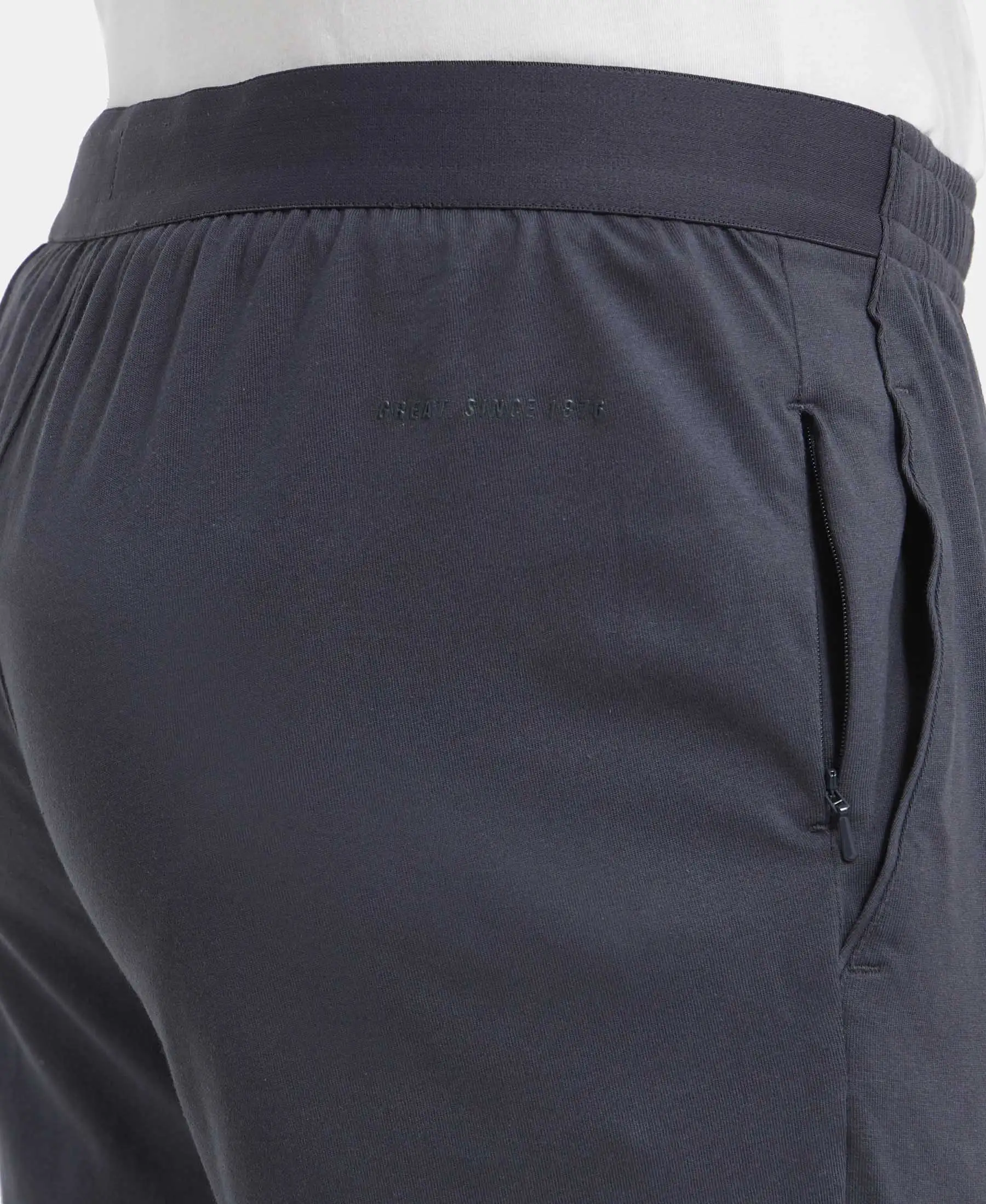 Super Combed Cotton Rich Slim Fit Trackpants with Side and Zipper Media Pockets - Graphite - Image 7