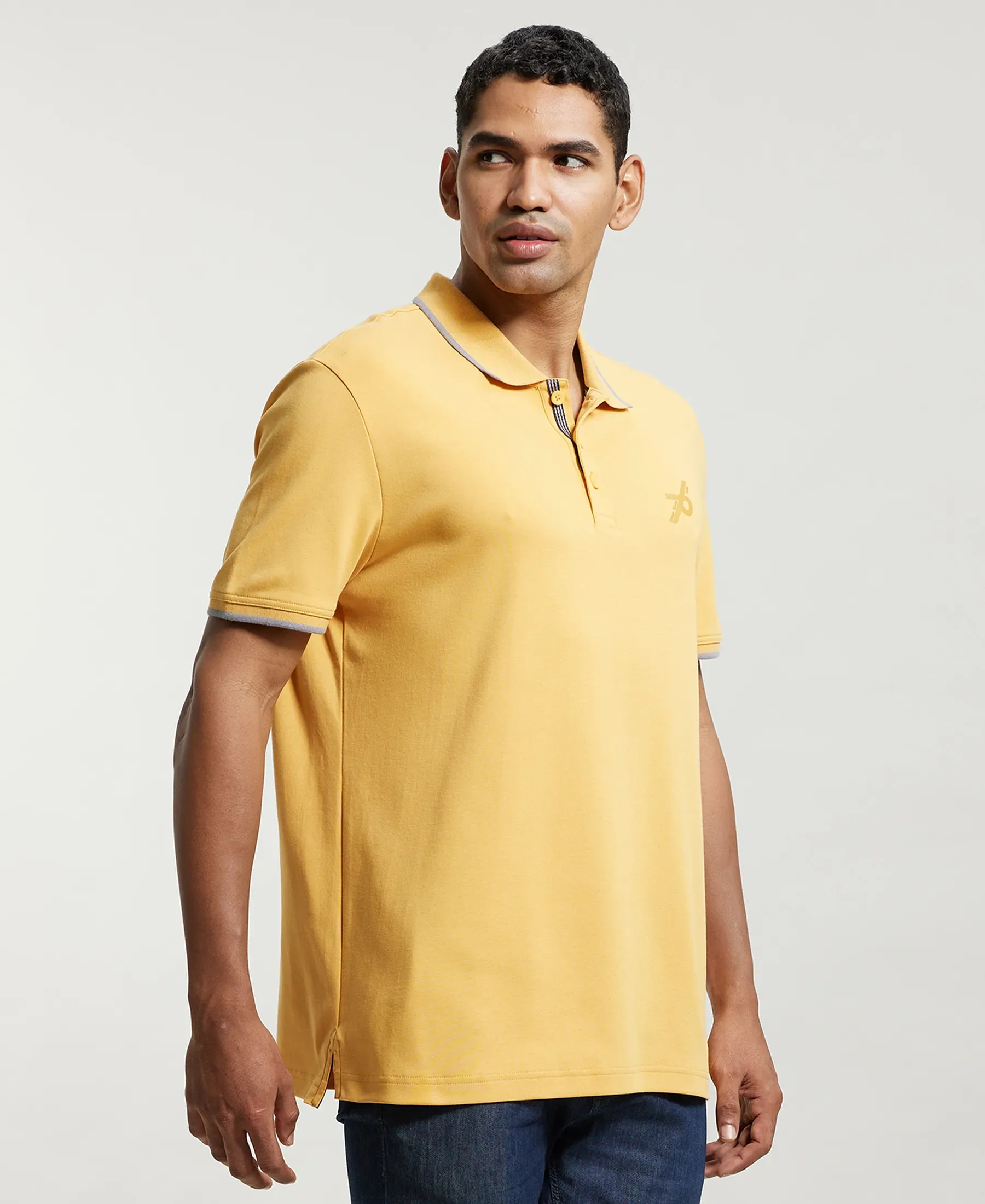 Super Combed Cotton Rich Solid Half Sleeve Polo T-Shirt - Burnt Gold - Image 2