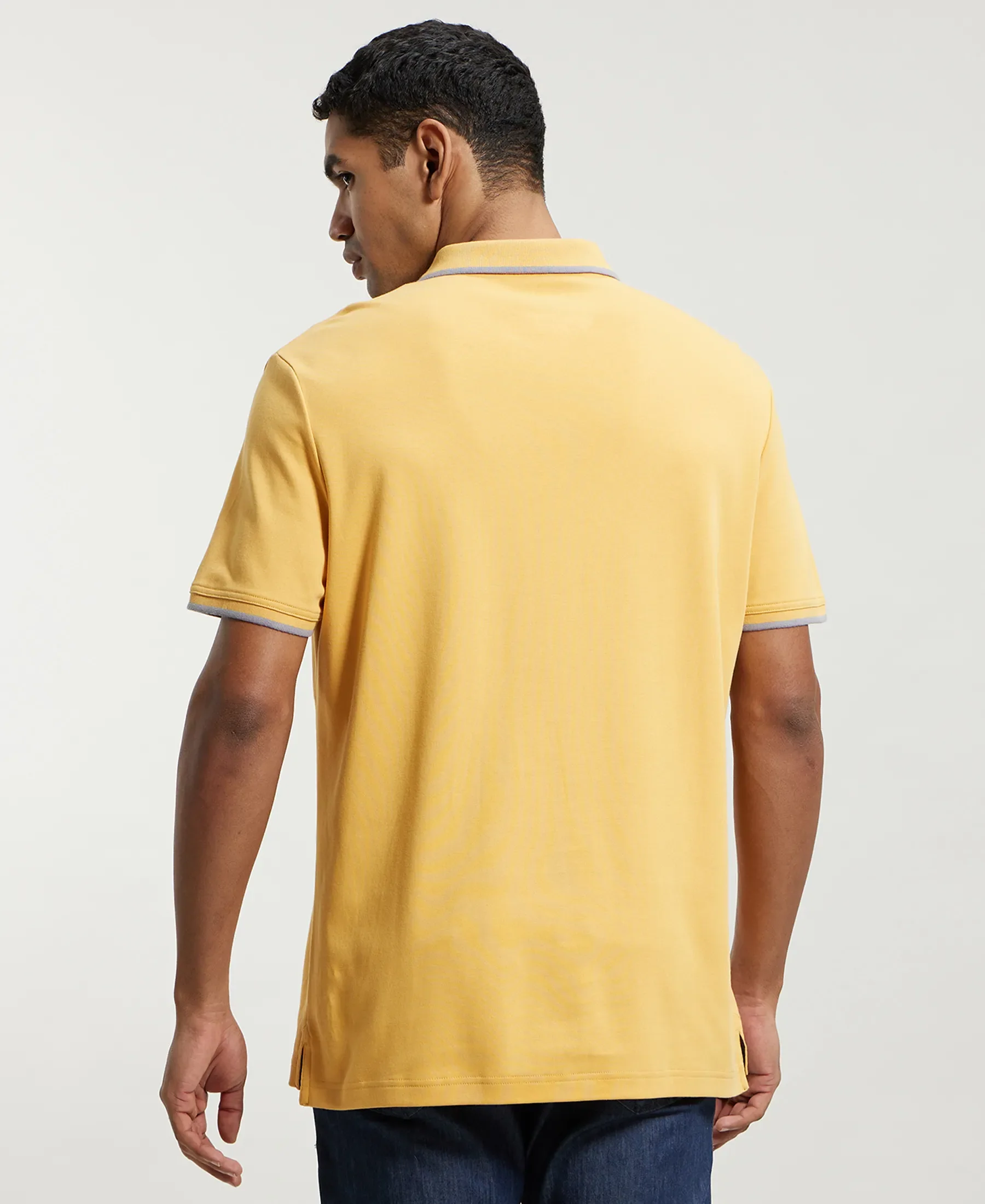 Super Combed Cotton Rich Solid Half Sleeve Polo T-Shirt - Burnt Gold - Image 3