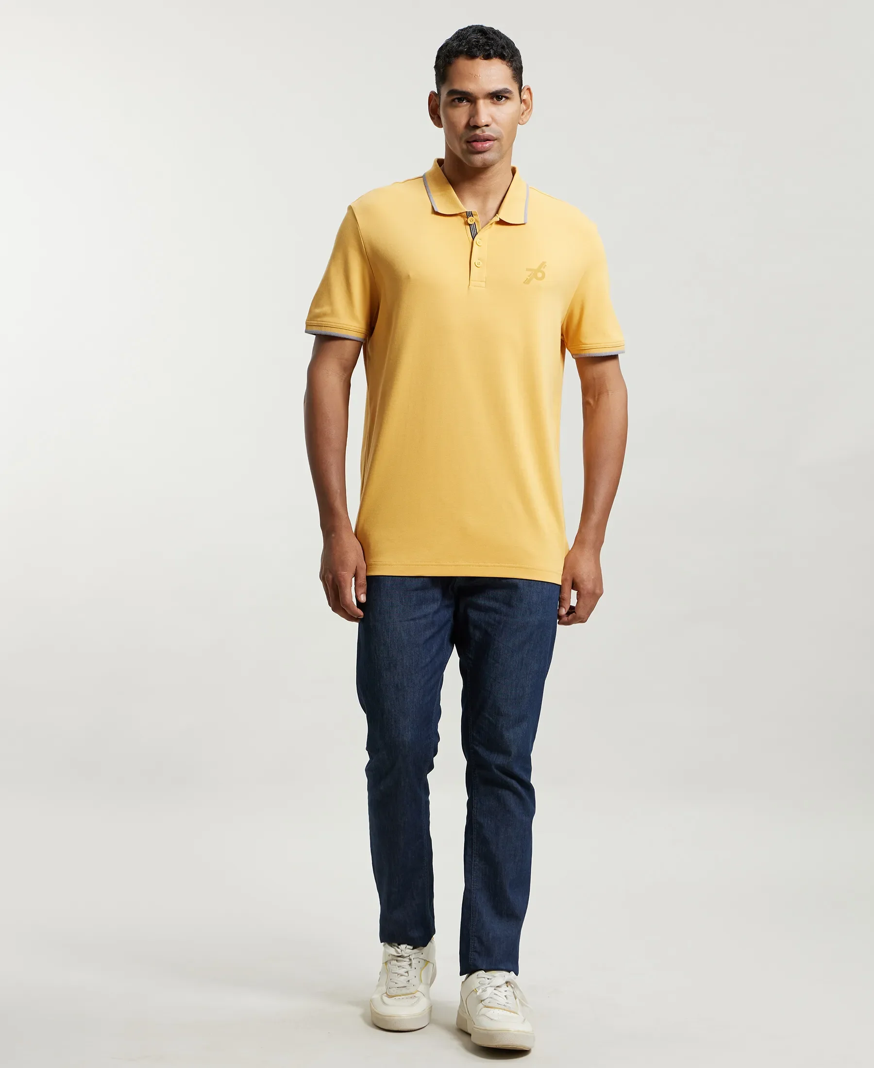 Super Combed Cotton Rich Solid Half Sleeve Polo T-Shirt - Burnt Gold - Image 4