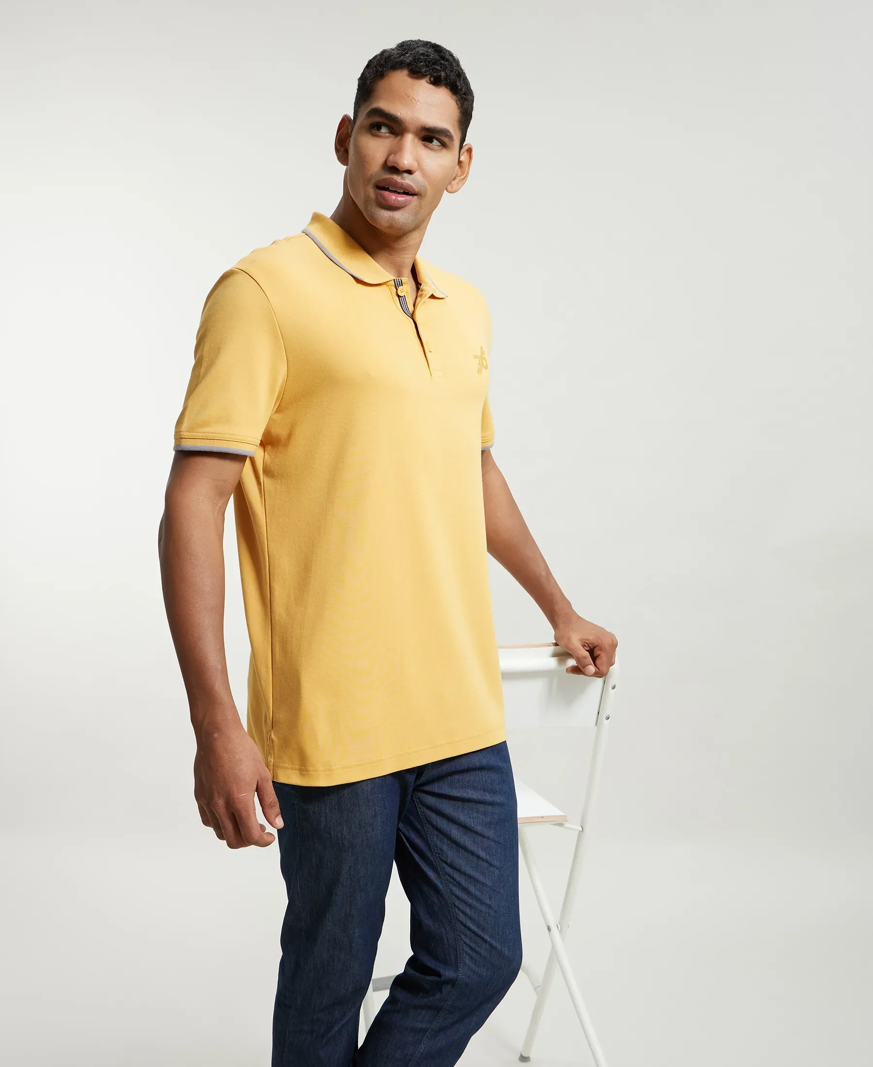 Super Combed Cotton Rich Solid Half Sleeve Polo T-Shirt - Burnt Gold - Image 6