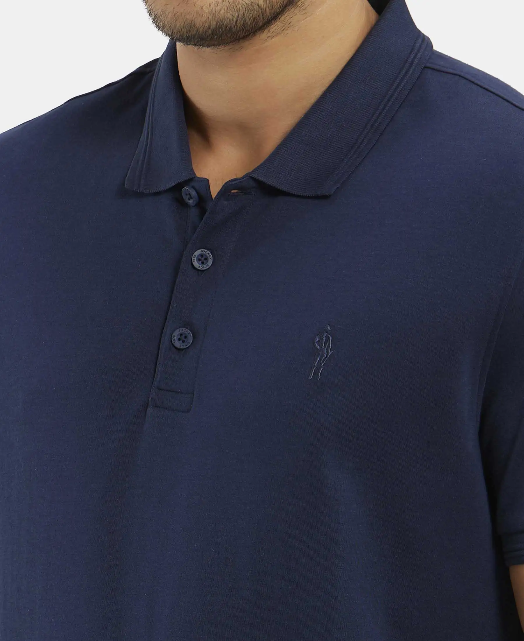 Super Combed Cotton Rich Solid Half Sleeve Polo T-Shirt - Navy - Image 7