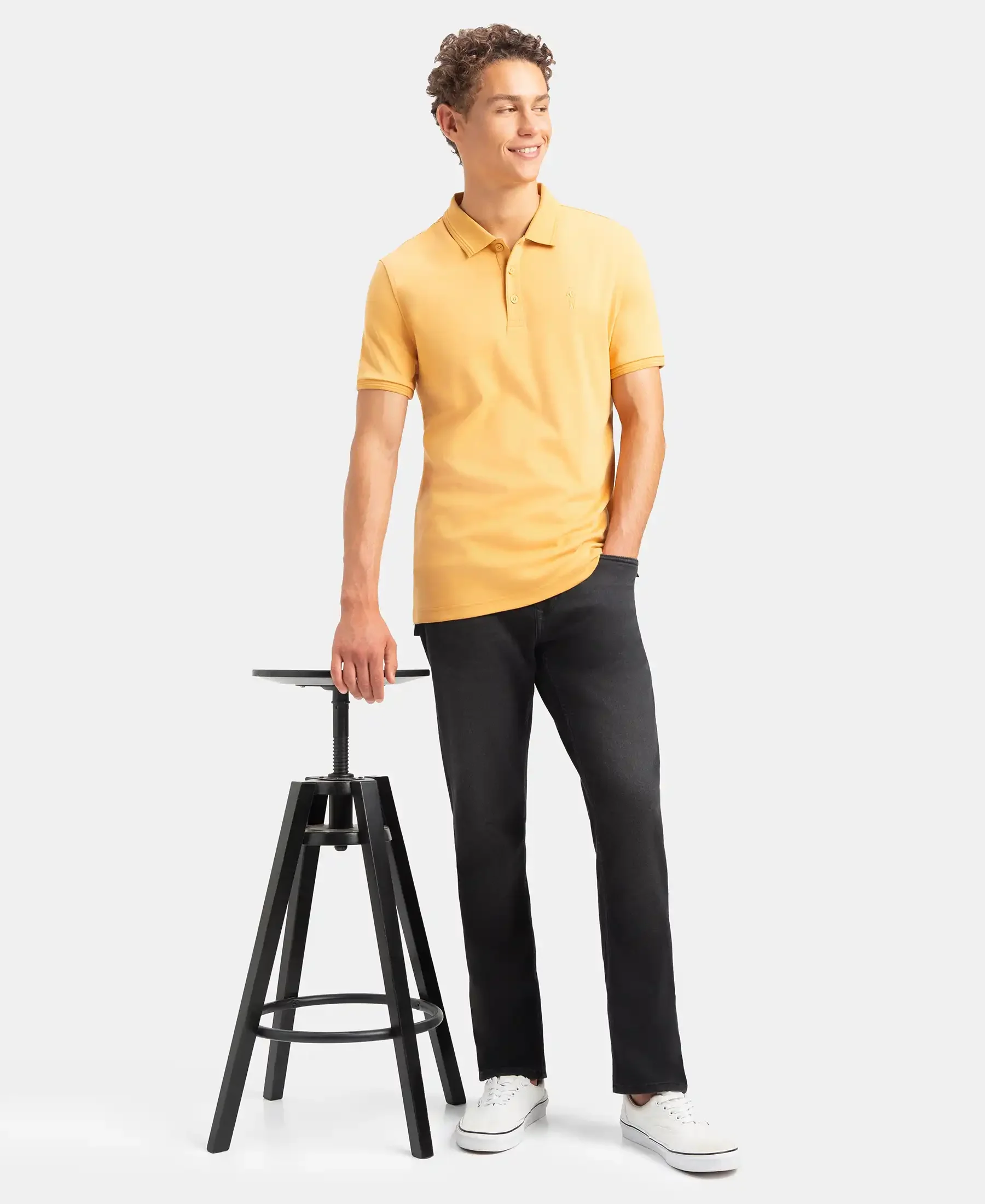 Super Combed Cotton Rich Solid Half Sleeve Polo T-Shirt - Oak Buff - Image 6