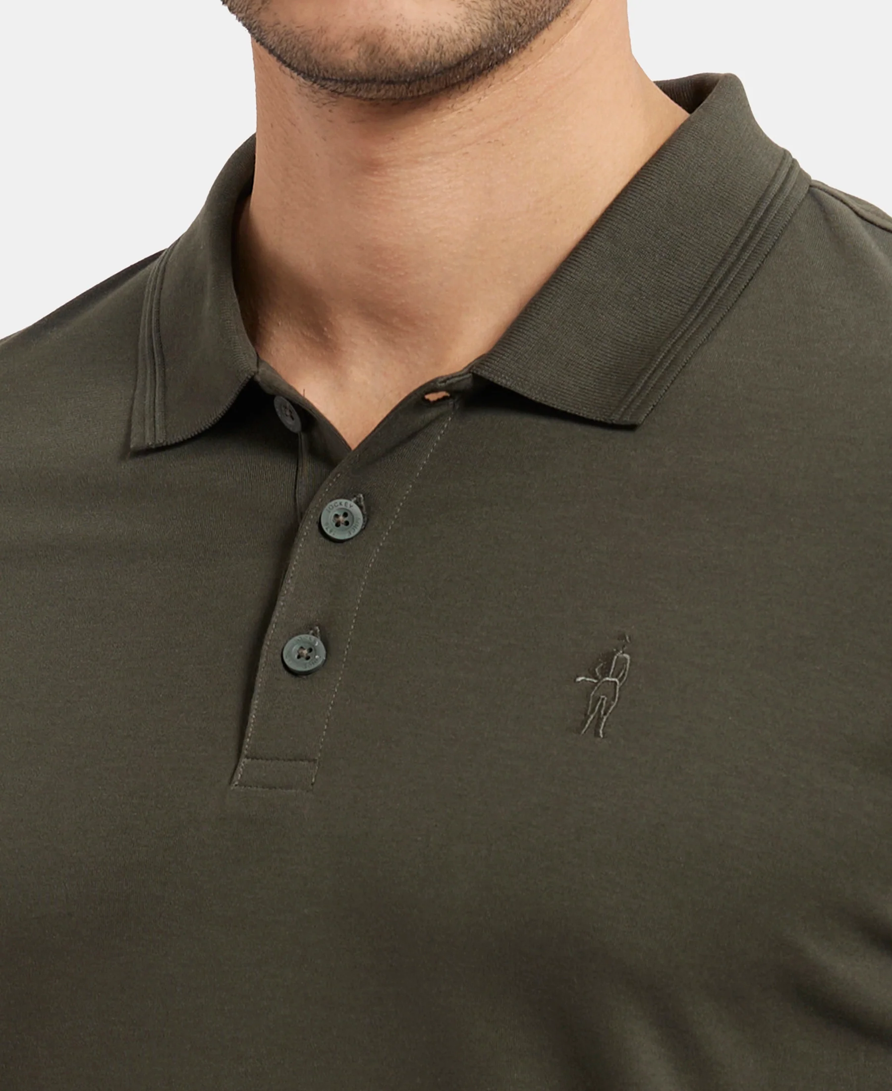 Super Combed Cotton Rich Solid Half Sleeve Polo T-Shirt - Olive - Image 7