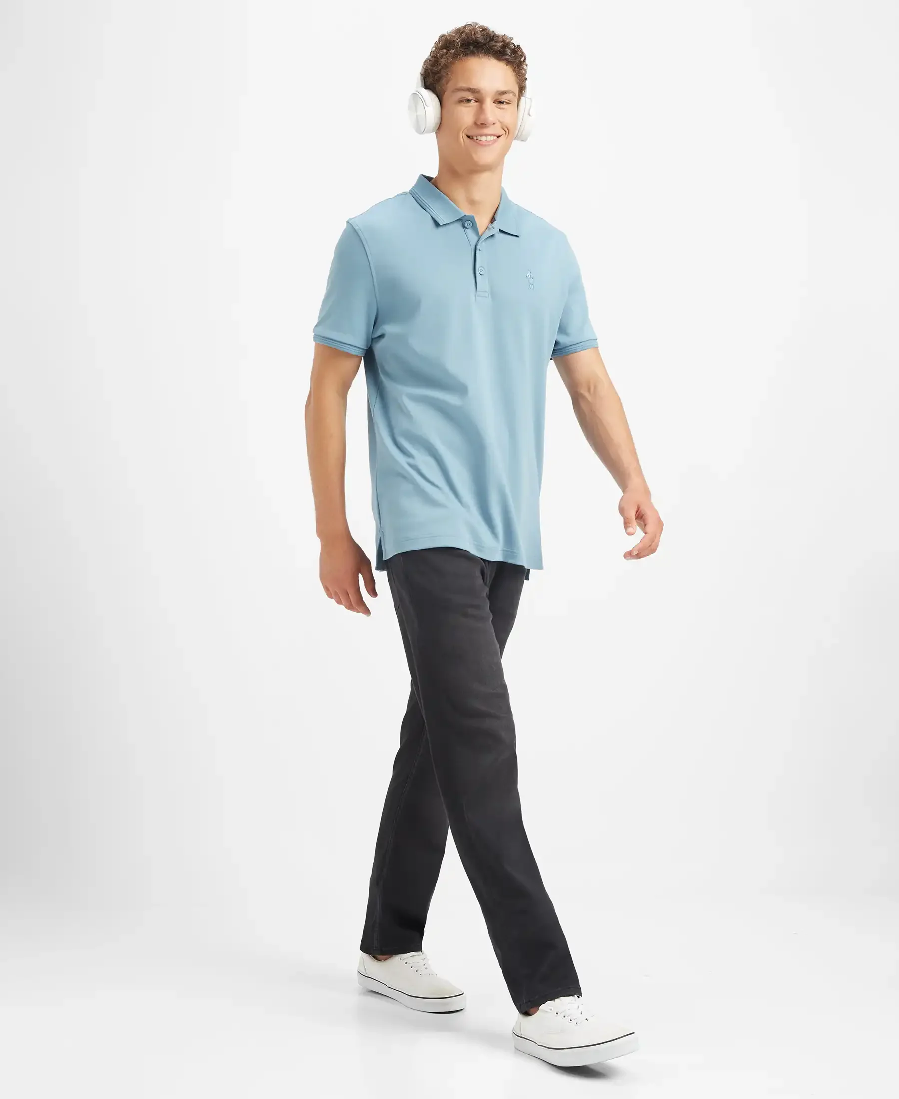 Super Combed Cotton Rich Solid Half Sleeve Polo T-Shirt - Provincial Blue - Image 4