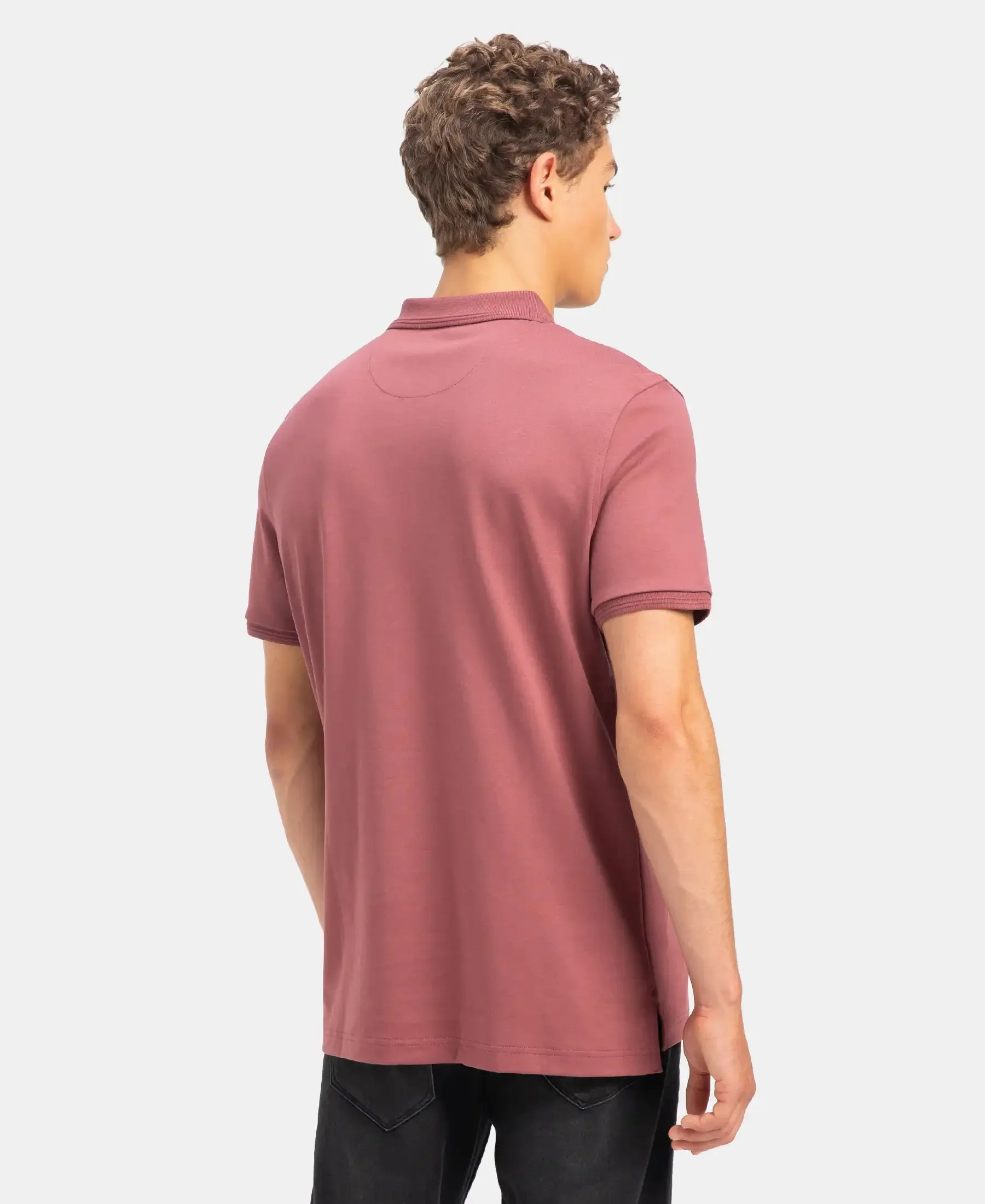Super Combed Cotton Rich Solid Half Sleeve Polo T-Shirt - Wild Ginger - Image 3