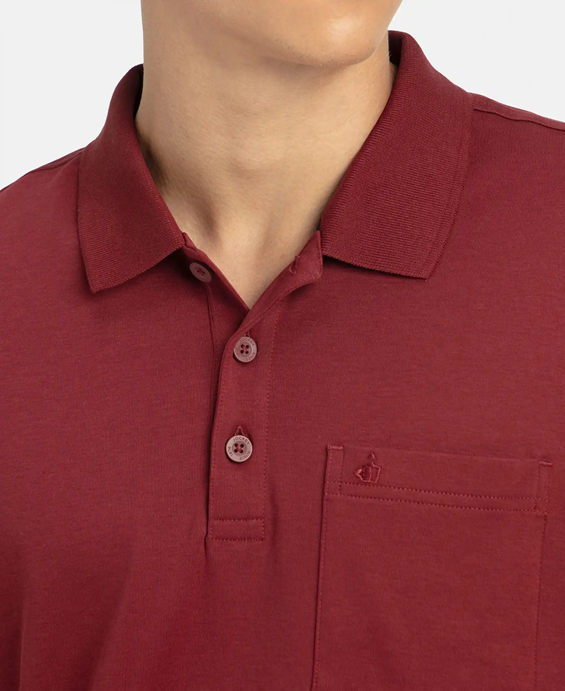 Super Combed Cotton Rich Solid Half Sleeve Polo T-Shirt with Chest Pocket - Pomegranate - Image 7