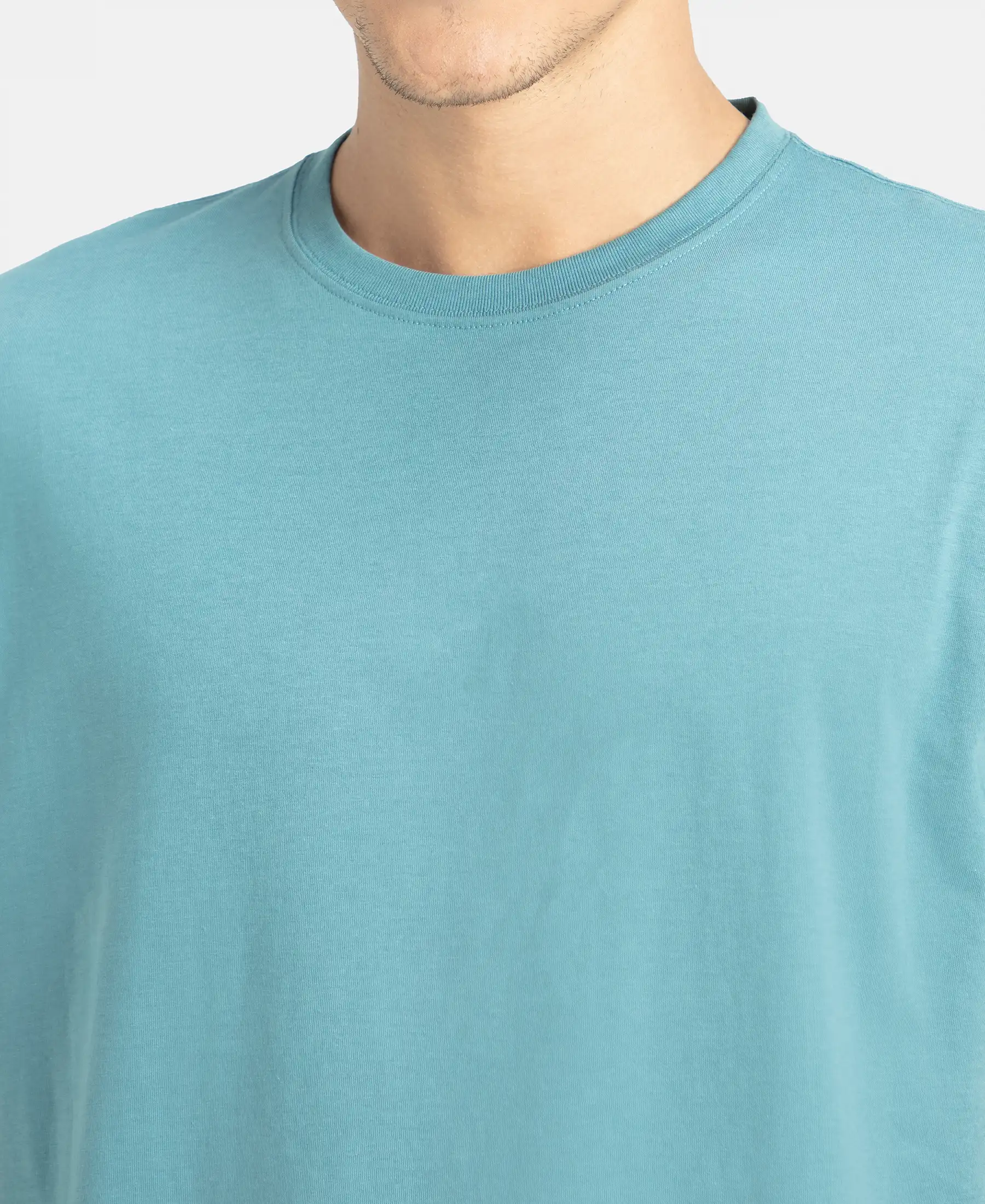 Super Combed Cotton Rich Solid V Neck Half Sleeve T-Shirt - Provincial Blue - Image 7