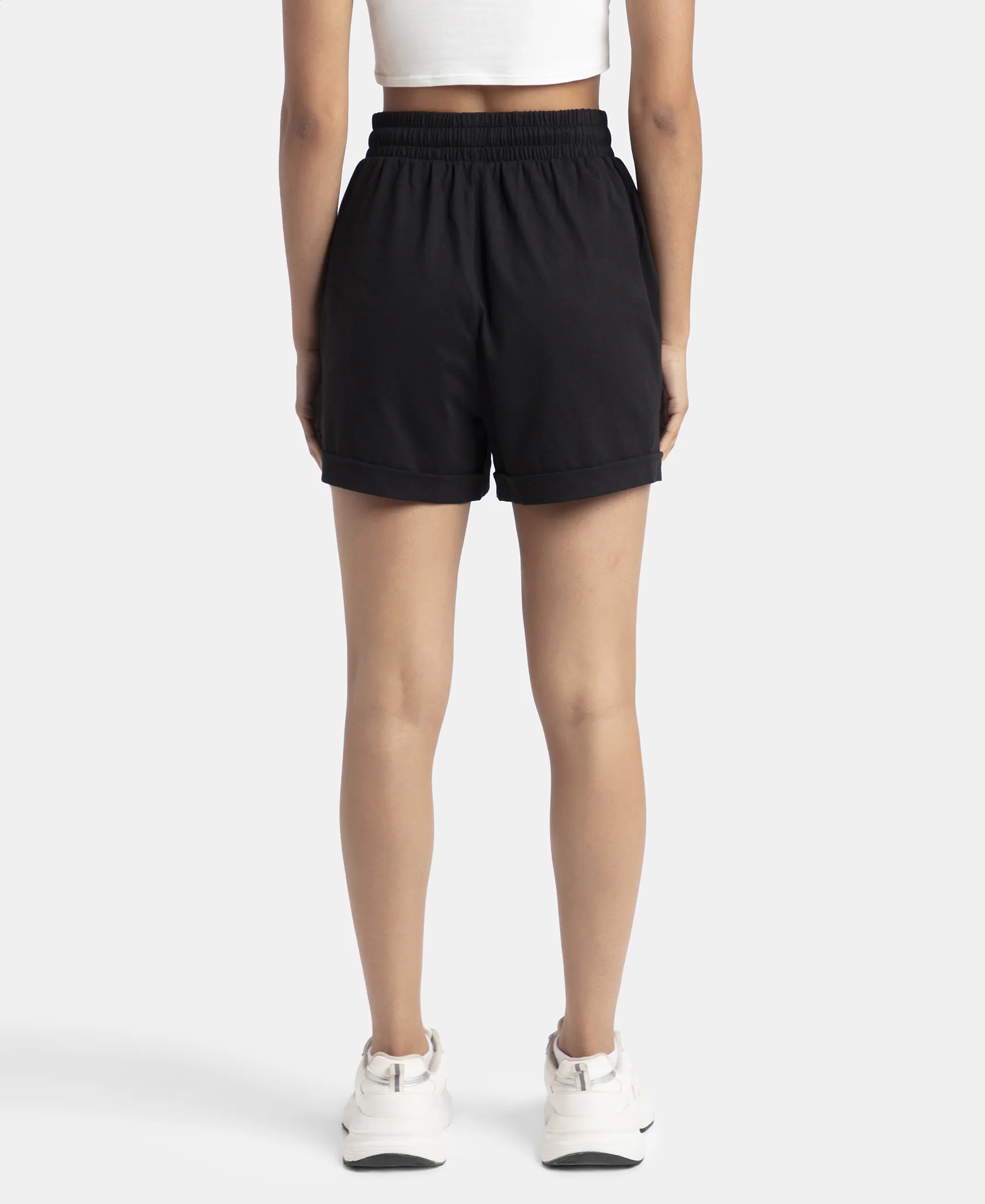 Super Combed Cotton Rich Straight Fit Shorts with Side Pockets - Black - Image 3