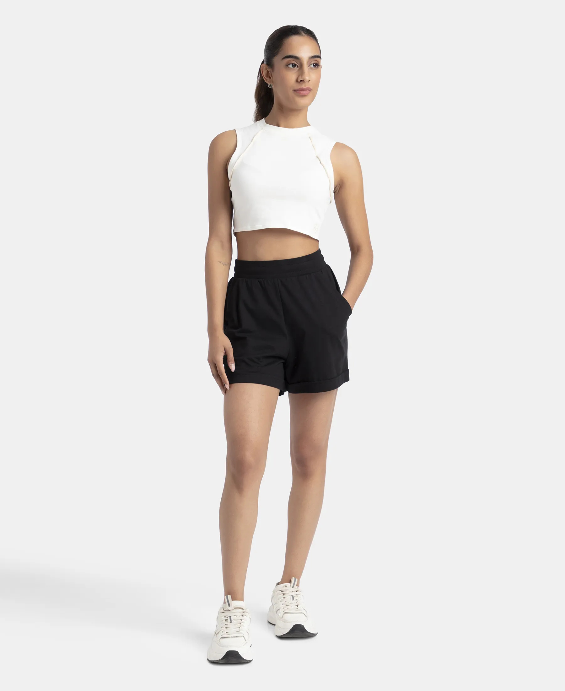 Super Combed Cotton Rich Straight Fit Shorts with Side Pockets - Black - Image 4