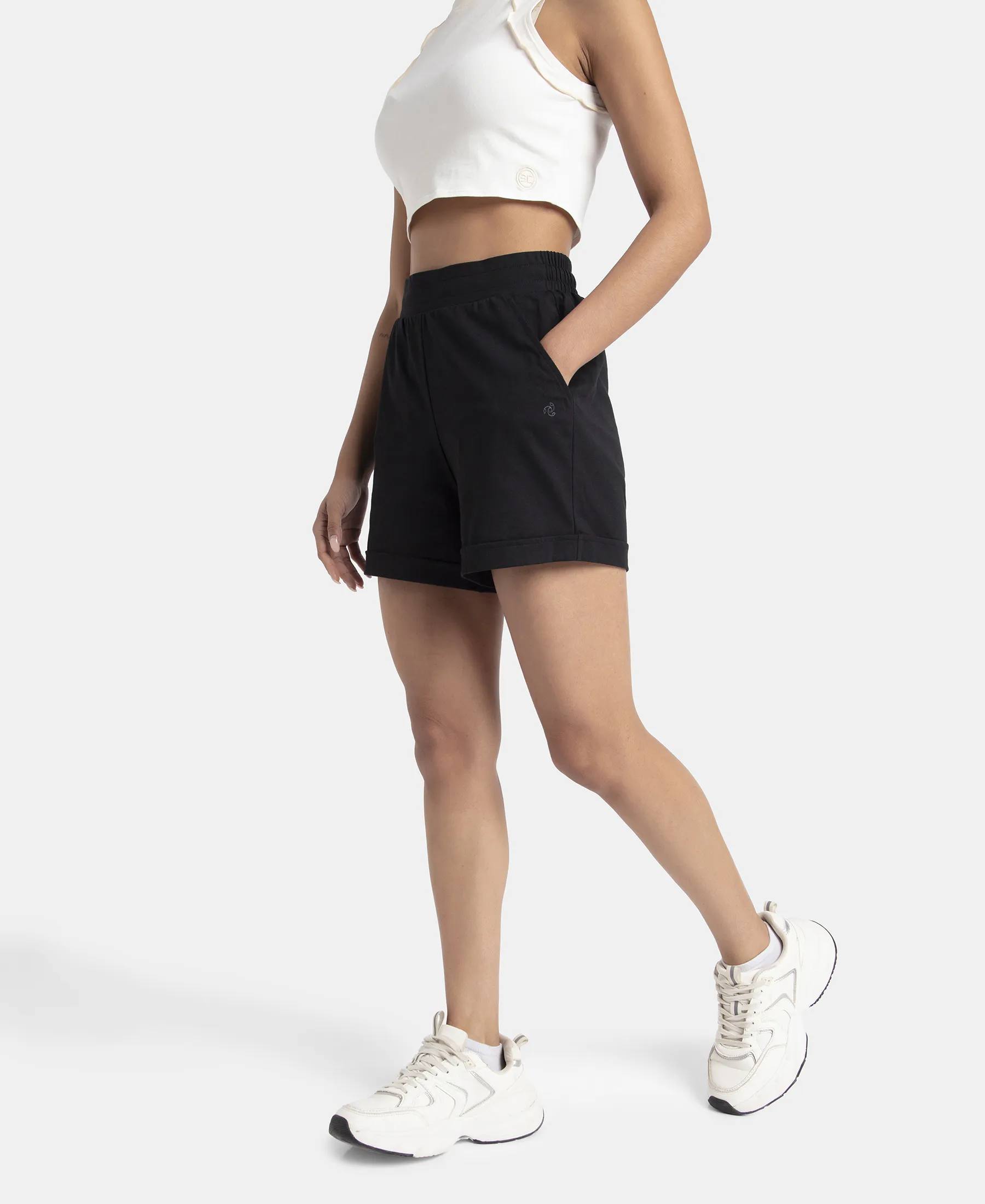 Super Combed Cotton Rich Straight Fit Shorts with Side Pockets - Black - Image 5