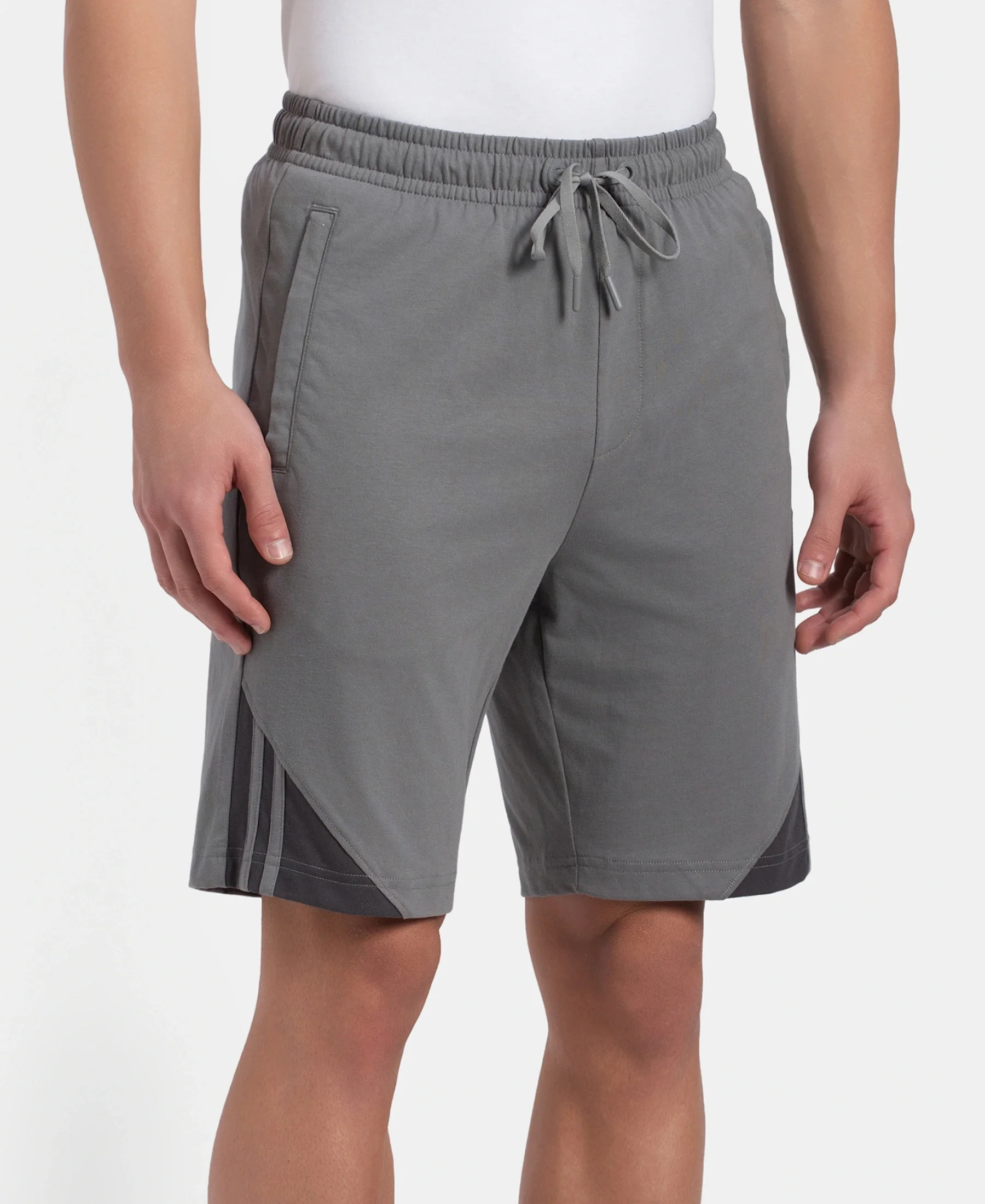 Super Combed Cotton Rich Straight Fit Shorts with Zipper Pockets - Performance Grey & Asphalt - Image 2