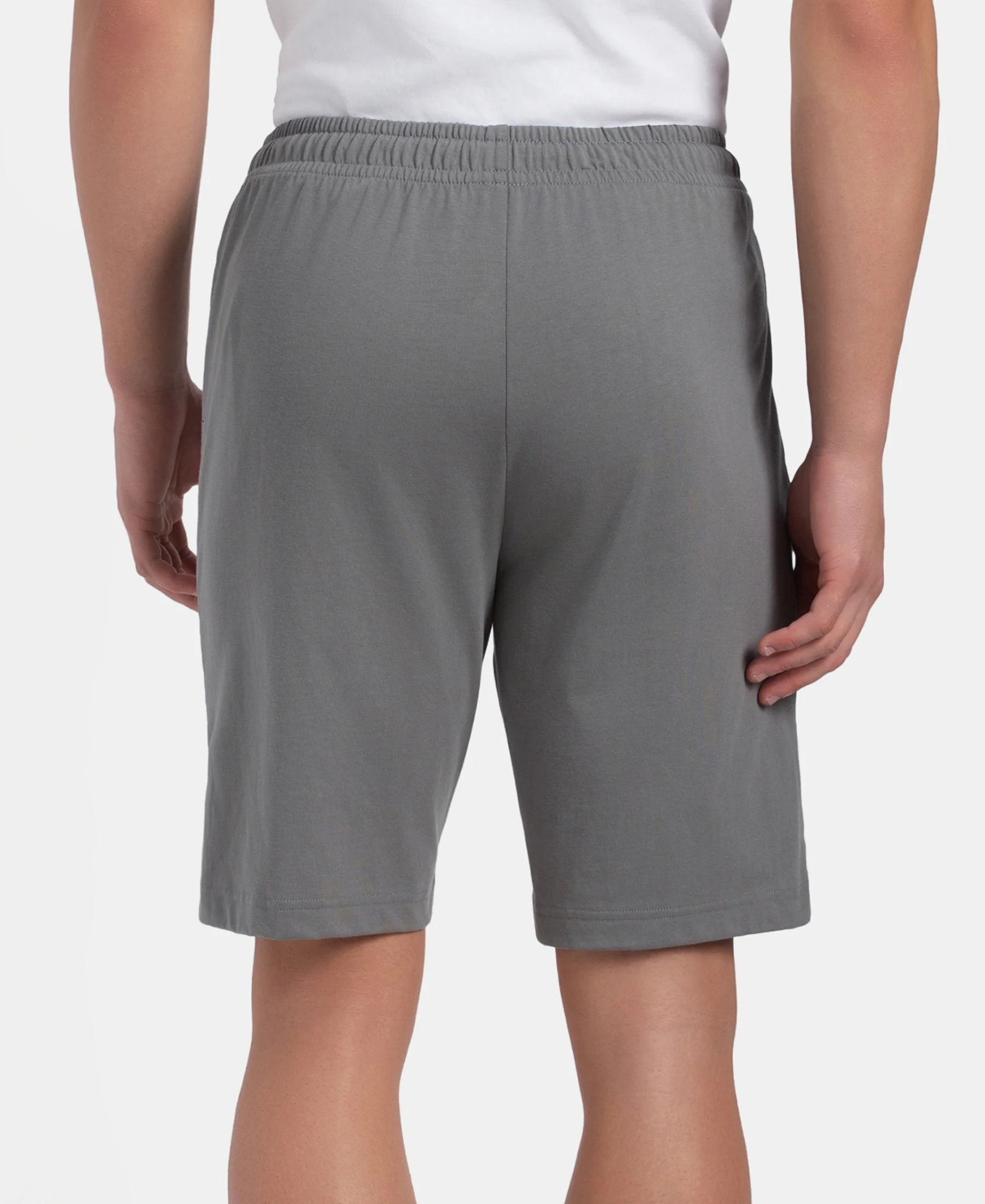 Super Combed Cotton Rich Straight Fit Shorts with Zipper Pockets - Performance Grey & Asphalt - Image 3
