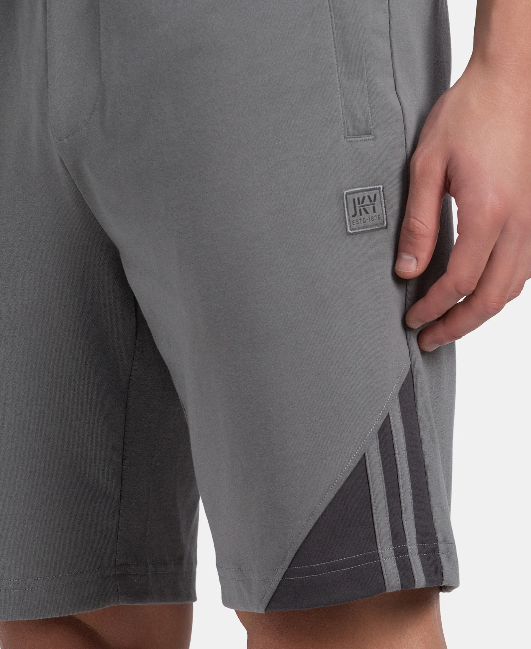 Super Combed Cotton Rich Straight Fit Shorts with Zipper Pockets - Performance Grey & Asphalt - Image 9