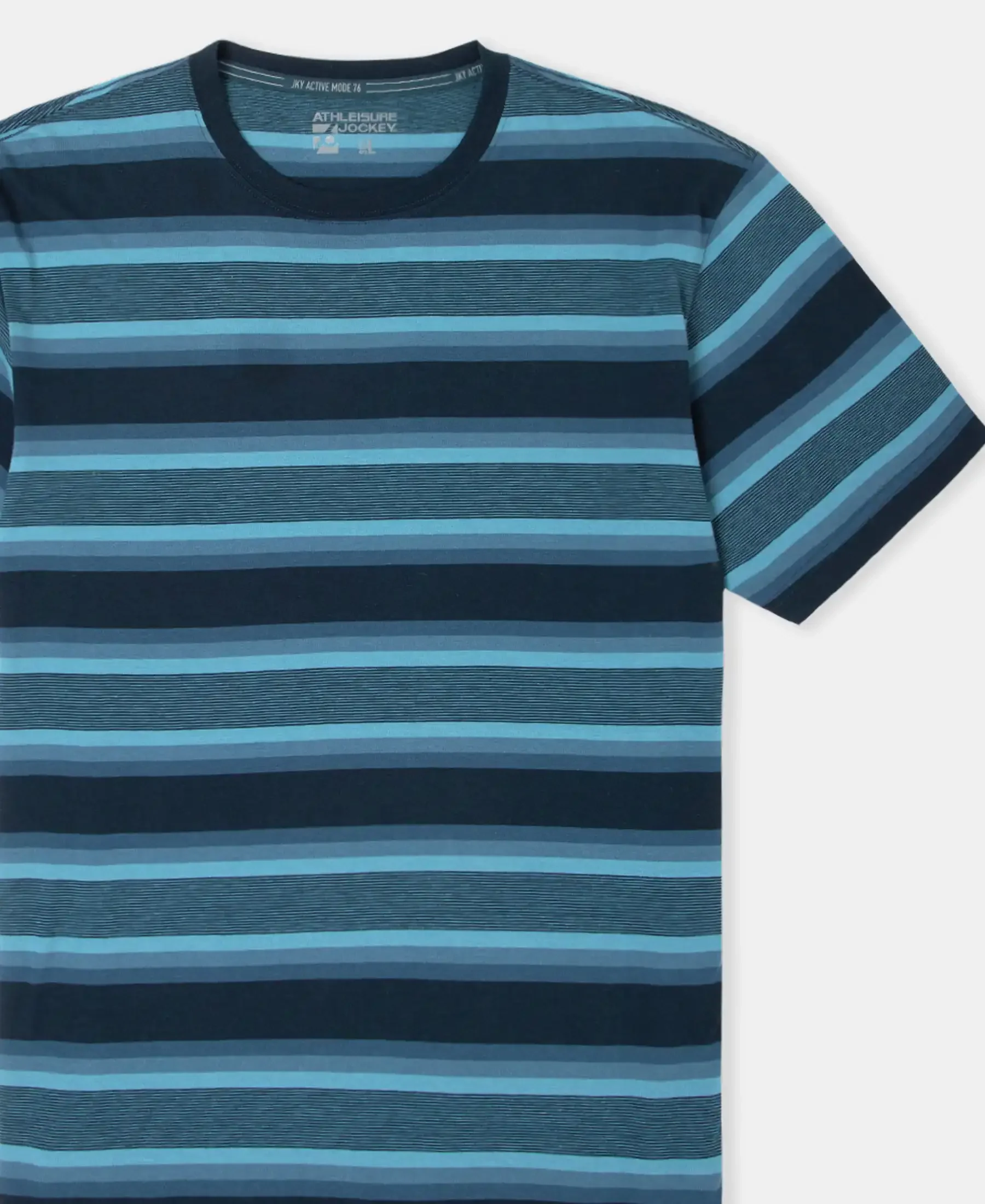 Super Combed Cotton Rich Striped Round Neck Half Sleeve T-Shirt - Navy, Insignia Blue & Stellar - Image 9