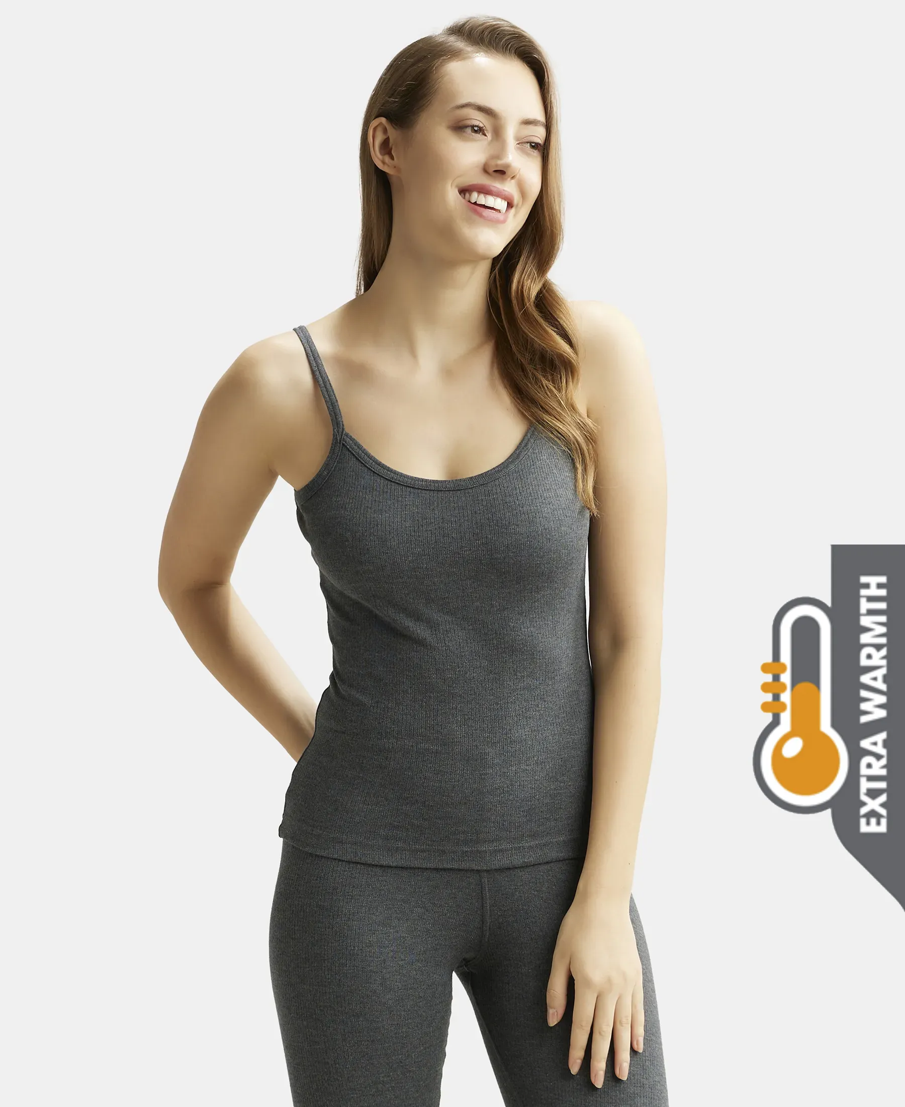Extra Warmth Super Combed Cotton Rich Thermal Camisole with StayWarm Technology - Charcoal Melange - Image 5