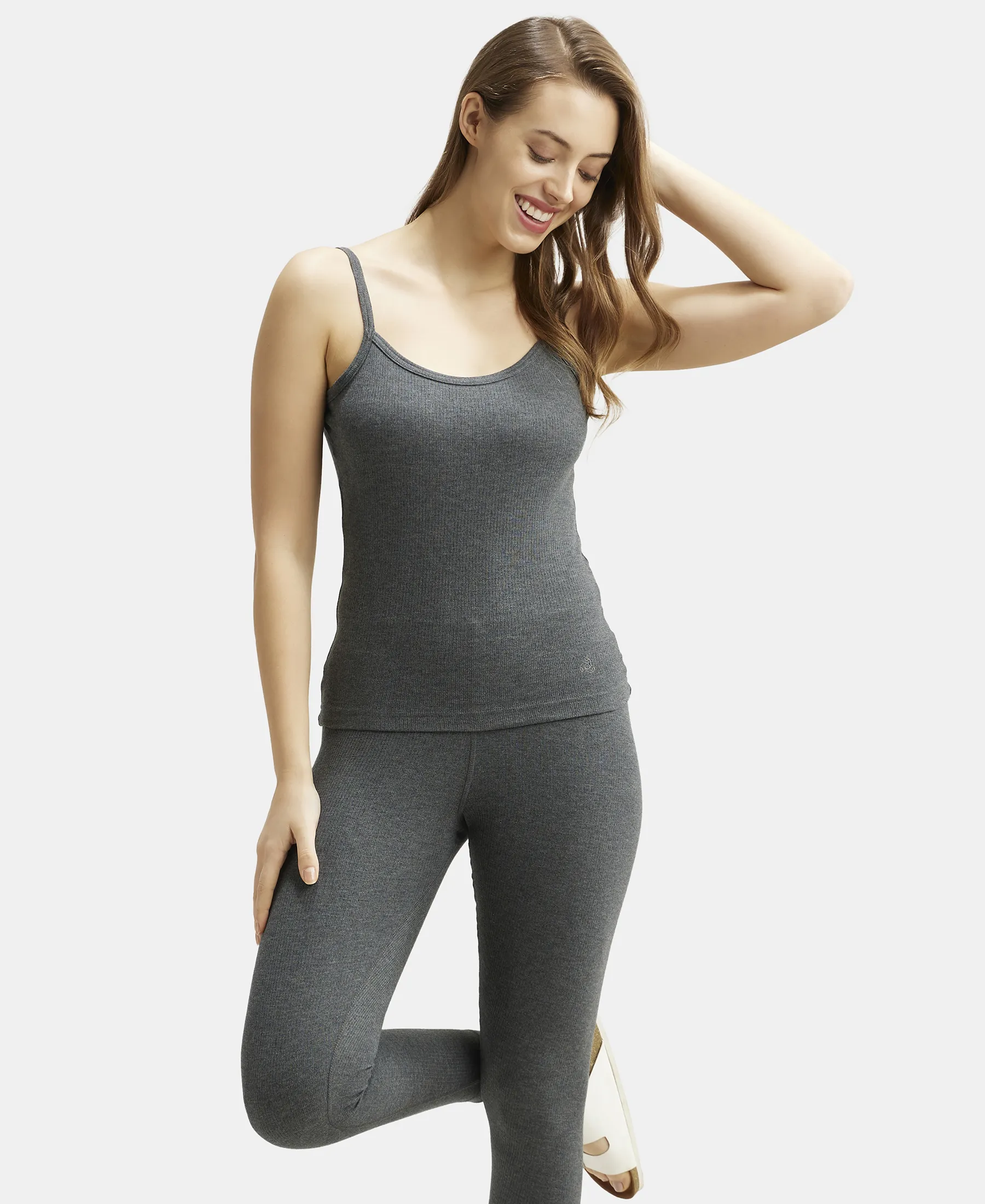 Extra Warmth Super Combed Cotton Rich Thermal Camisole with StayWarm Technology - Charcoal Melange - Image 6