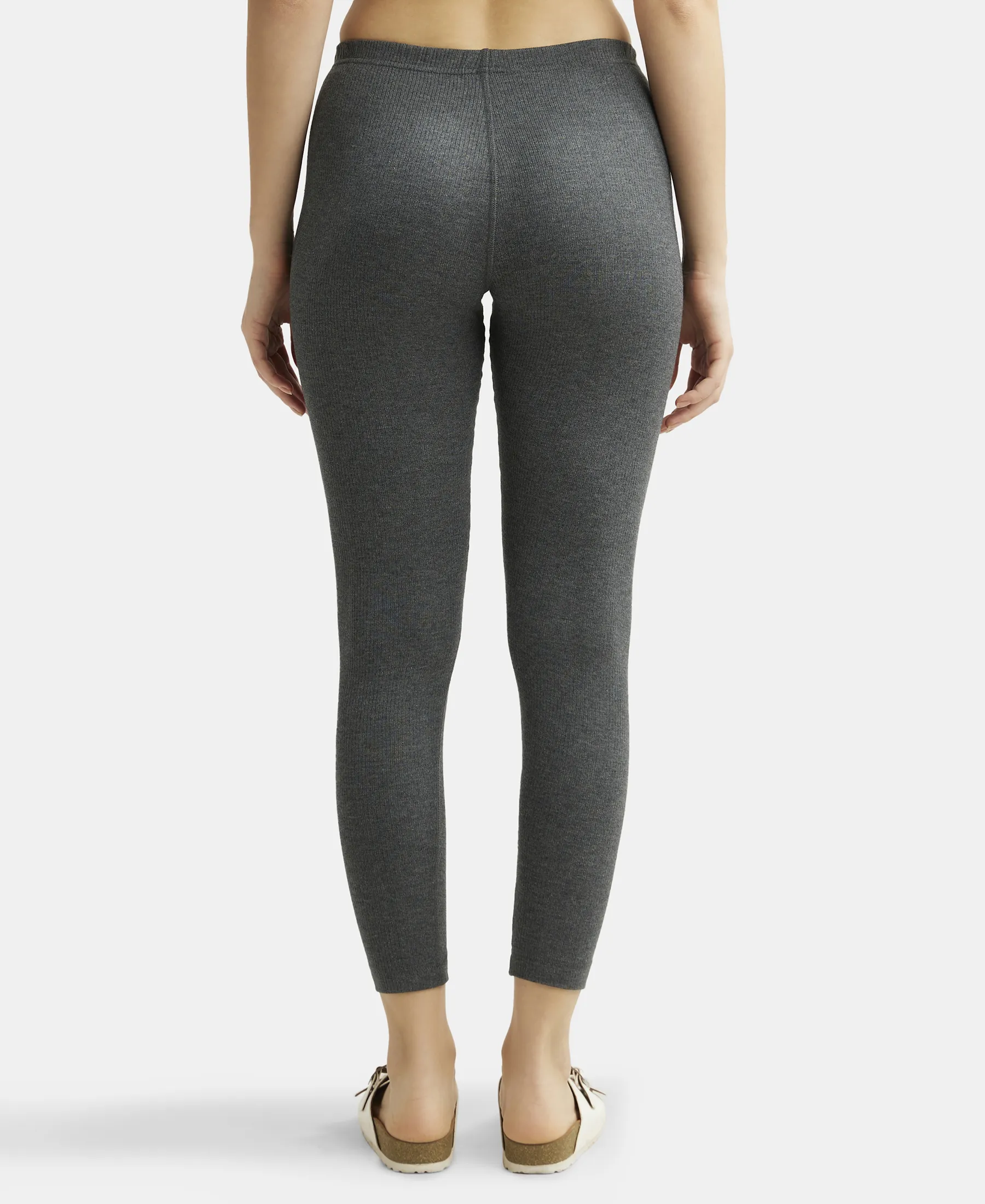 Extra Warmth Super Combed Cotton Rich Thermal Leggings with StayWarm Technology - Charcoal Melange - Image 3