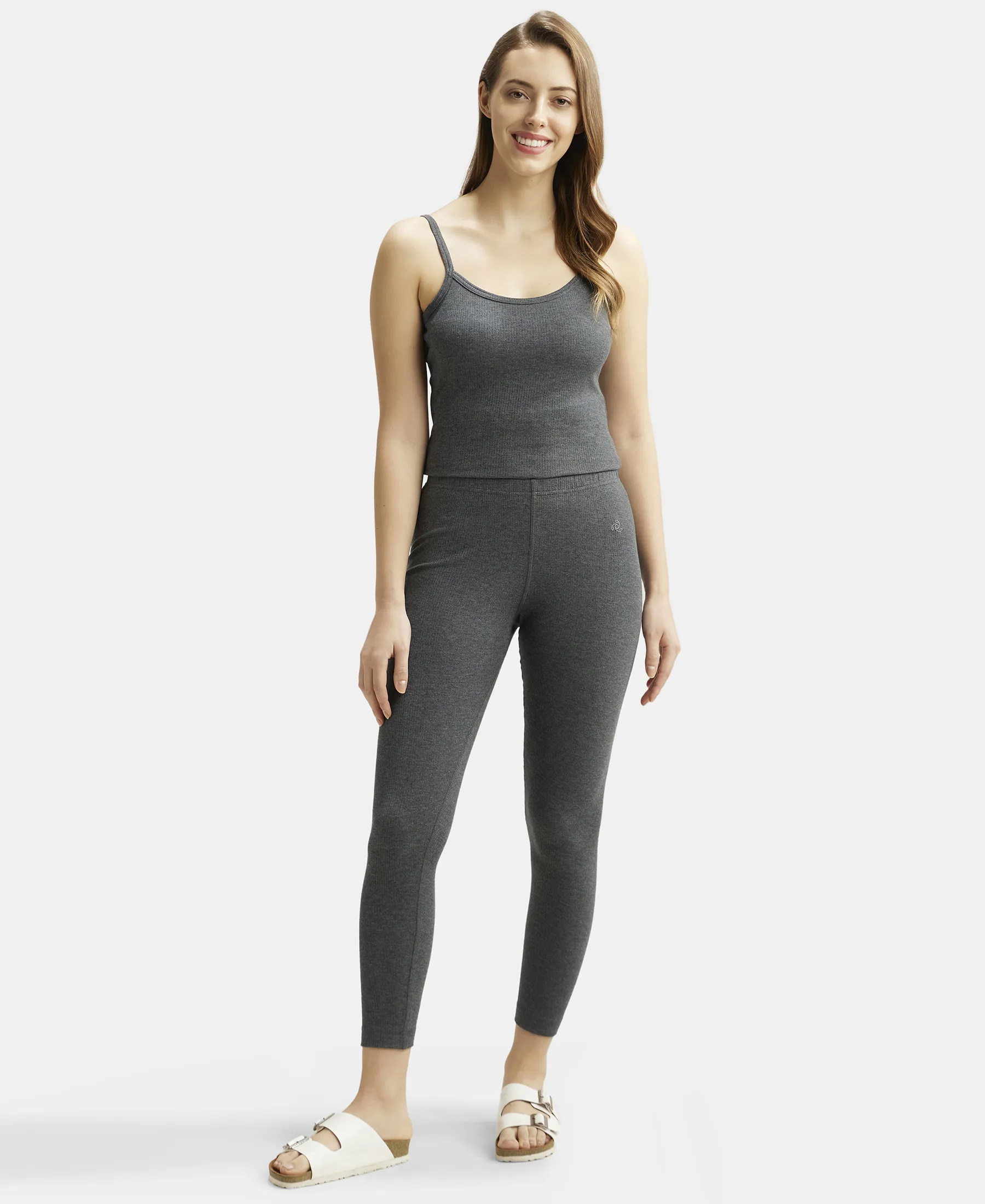 Extra Warmth Super Combed Cotton Rich Thermal Leggings with StayWarm Technology - Charcoal Melange - Image 4