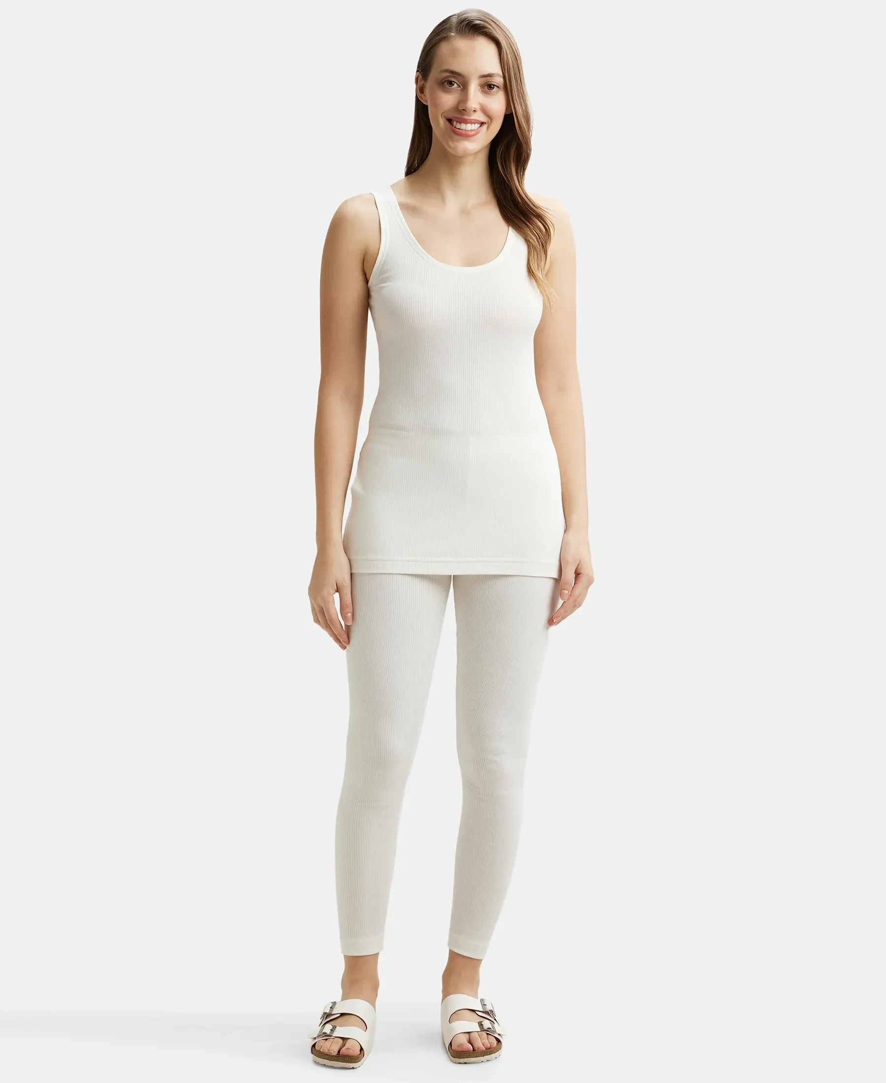 Extra Warmth Super Combed Cotton Rich Thermal Tank Top with StayWarm Technology - Off White - Image 4