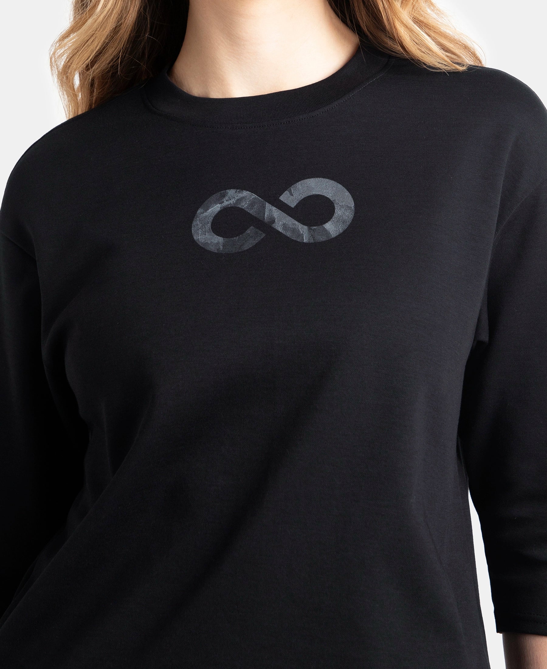 Super Combed Cotton Rich Three Quarter Sleeve Graphic Printed T-Shirt - Deep Black - Image 7