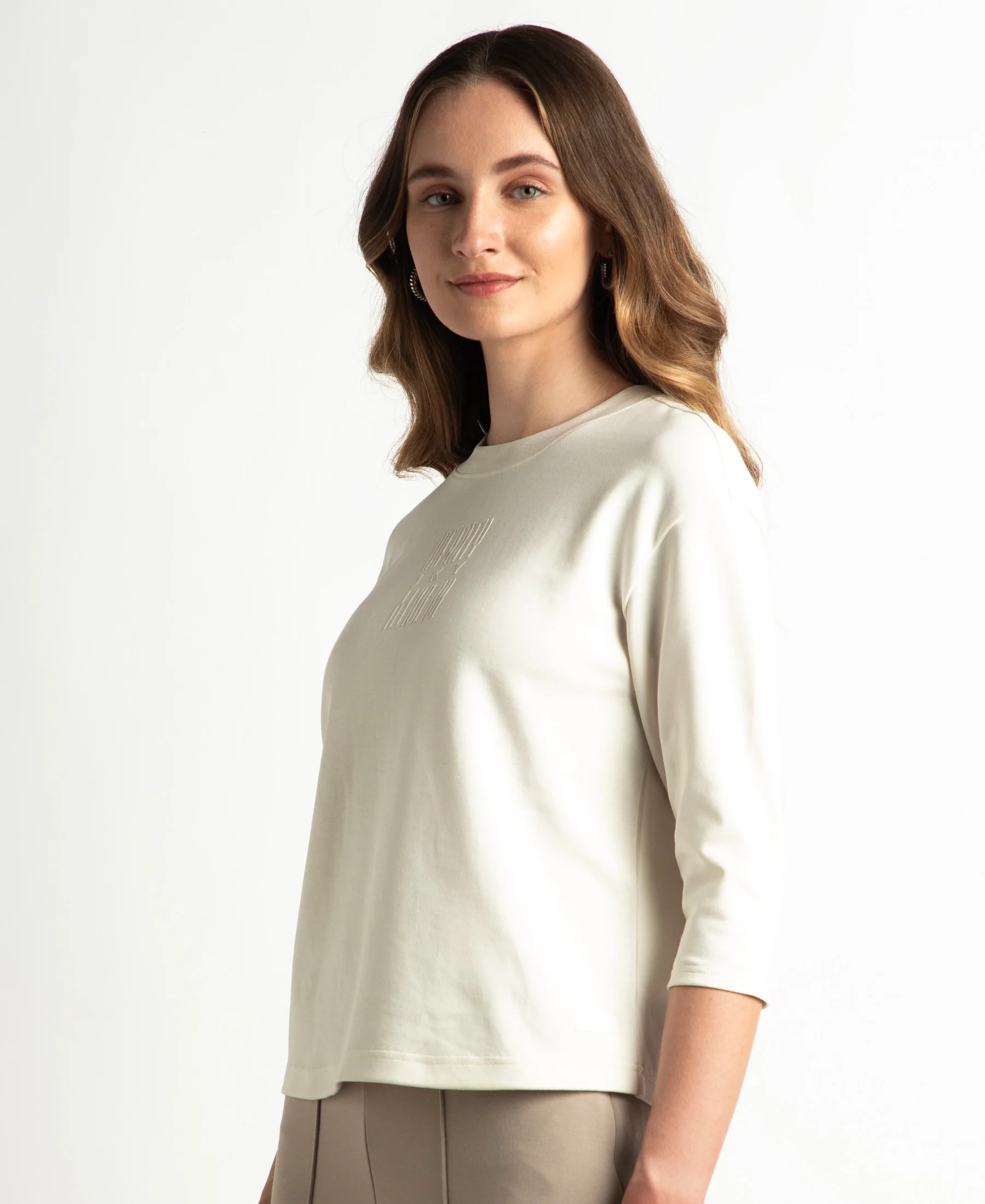 Super Combed Cotton Rich Three Quarter Sleeve Graphic Printed T-Shirt - Snow White - Image 2