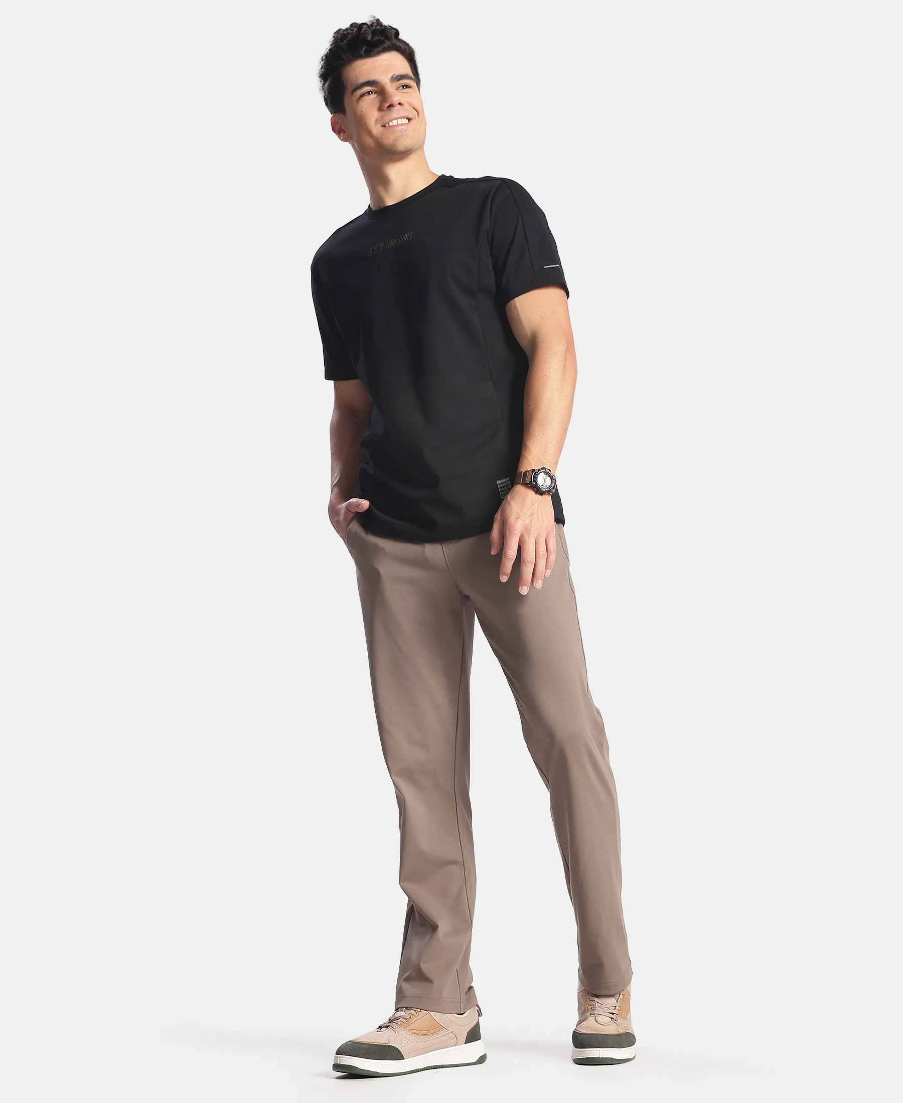 Super Combed Cotton Rich Trackpant with Pockets and StayFresh Treatment - Dark Khaki - Image 4