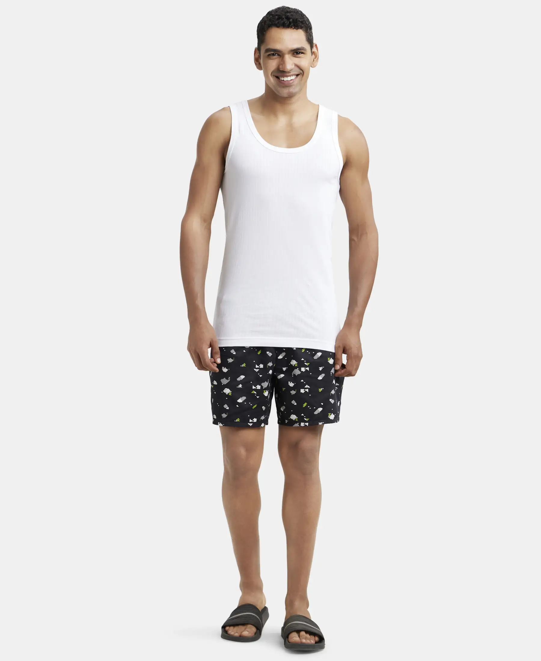 Super Combed Cotton Round Neck Sleeveless Vest - White - Image 4