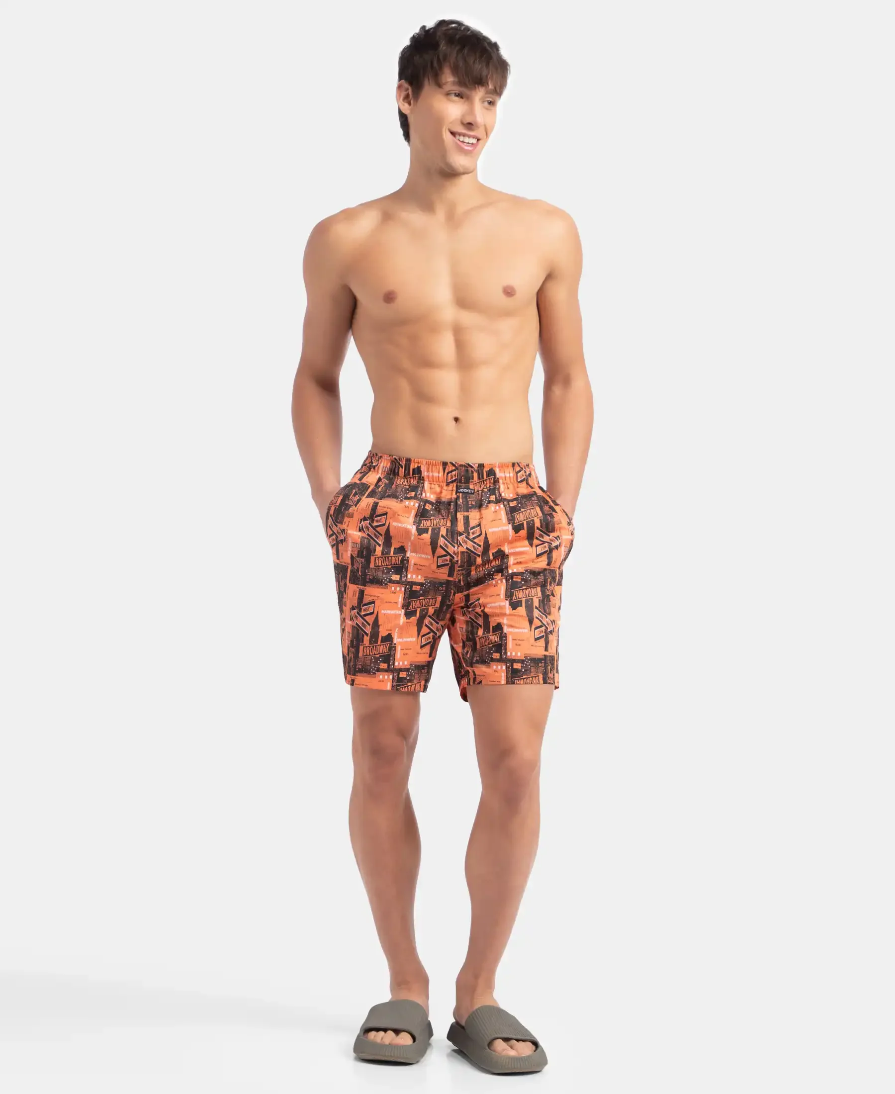 Super Combed Cotton Satin Weave Printed Boxer Shorts with Side Pocket - Flamingo - Image 4