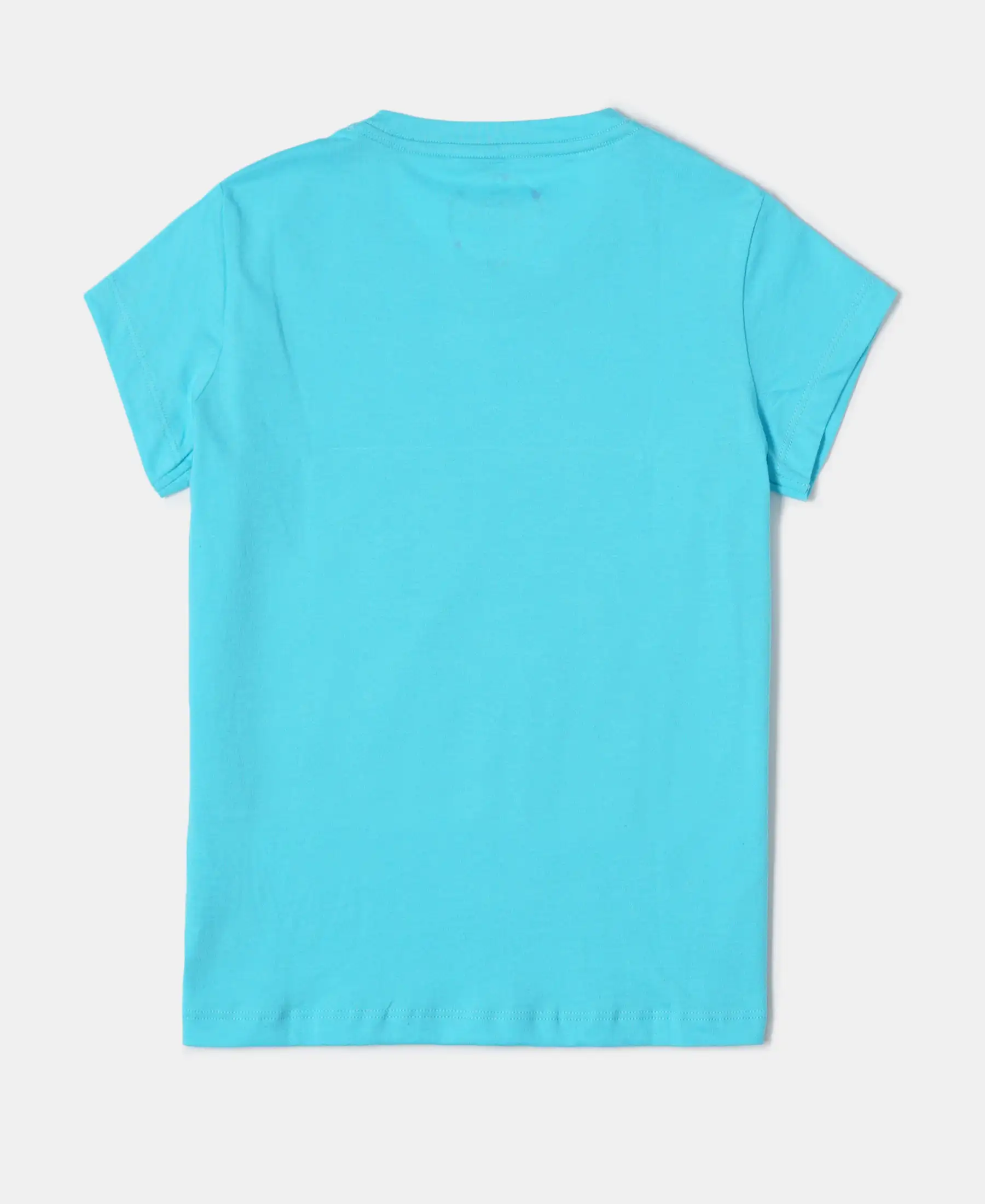 Girl's Super Combed Cotton Short Sleeve T-Shirt and Printed Shorts Set - Blue Curacao - Image 8