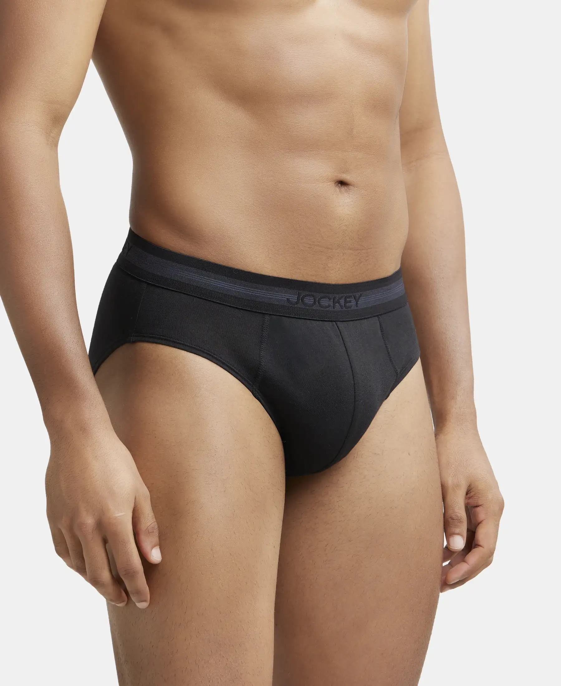 Super Combed Cotton Solid Brief with Stay Fresh Treatment - Black - Image 2