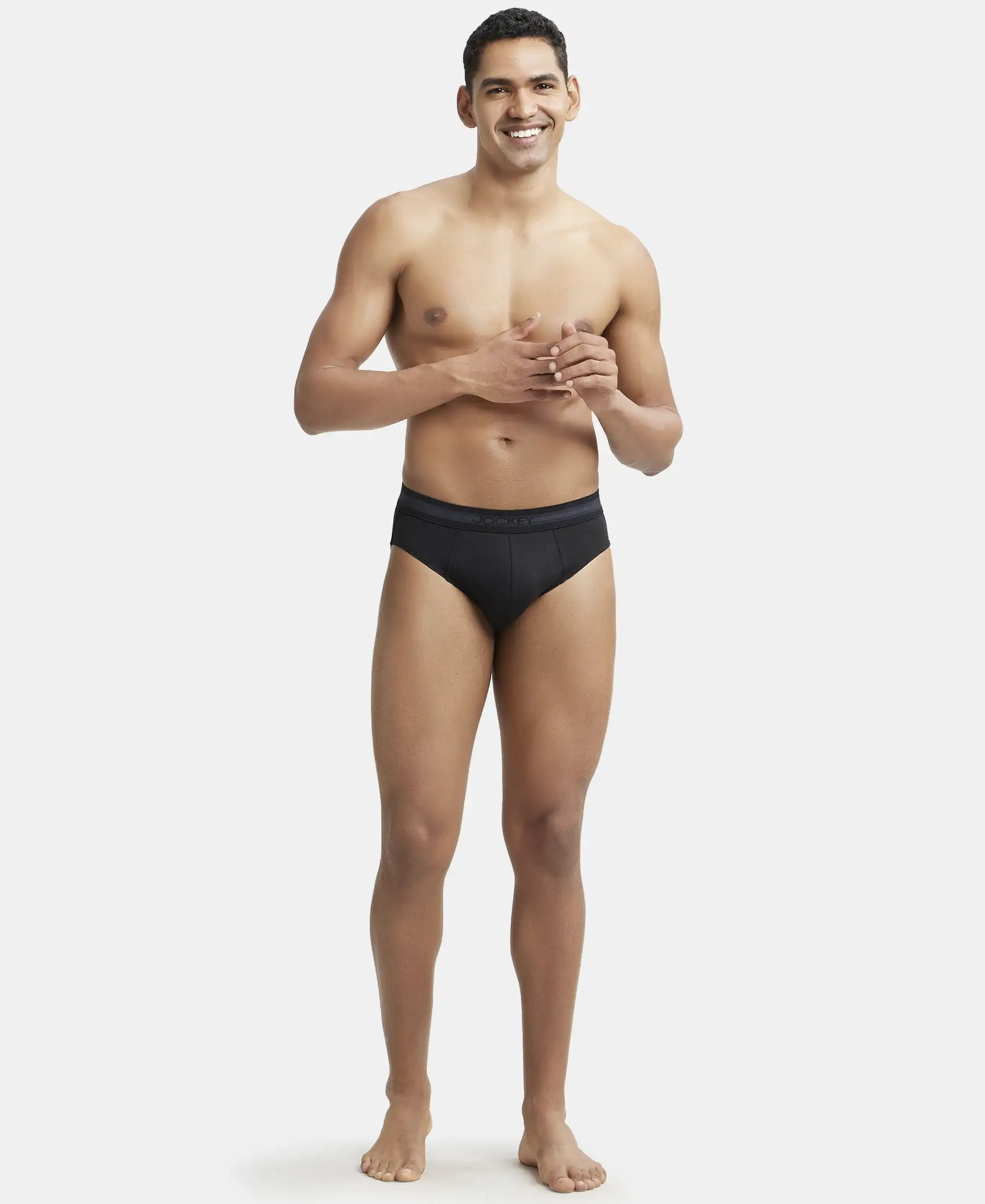 Super Combed Cotton Solid Brief with Stay Fresh Treatment - Black - Image 4