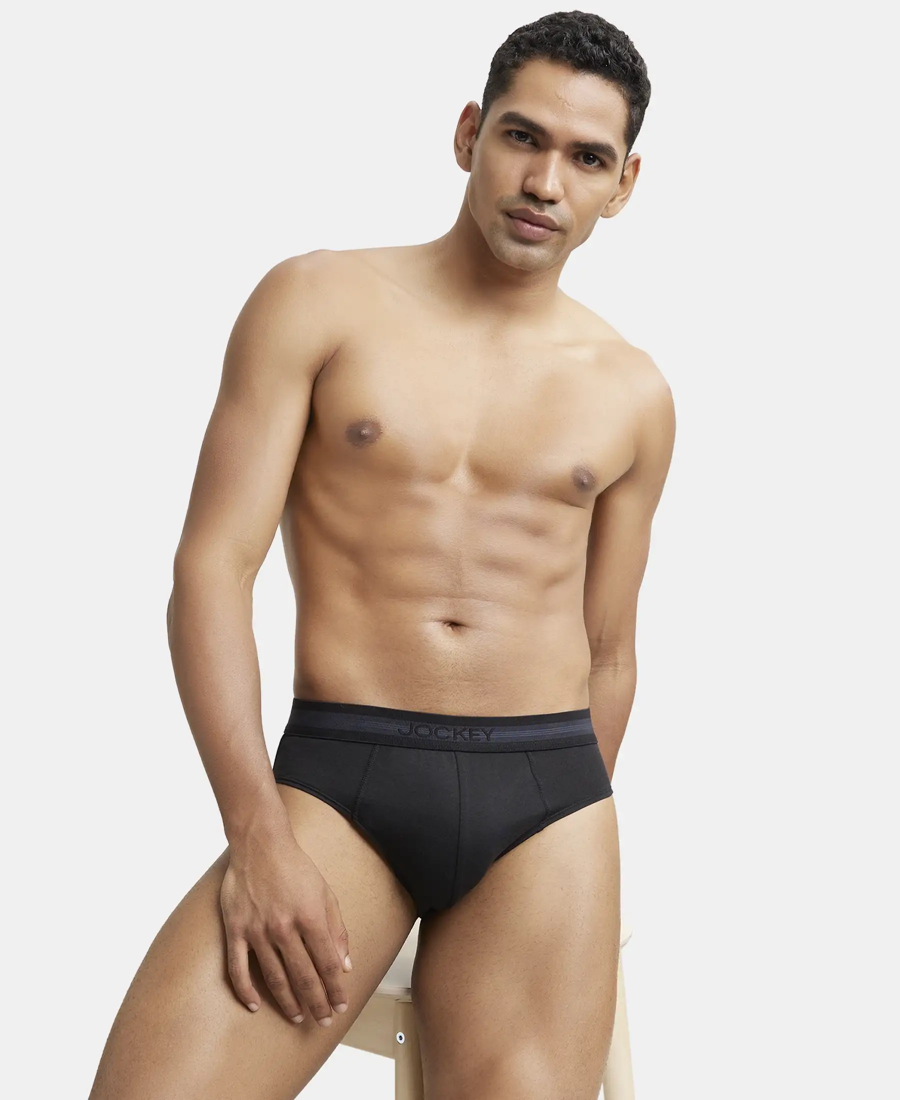 Super Combed Cotton Solid Brief with Stay Fresh Treatment - Black - Image 5