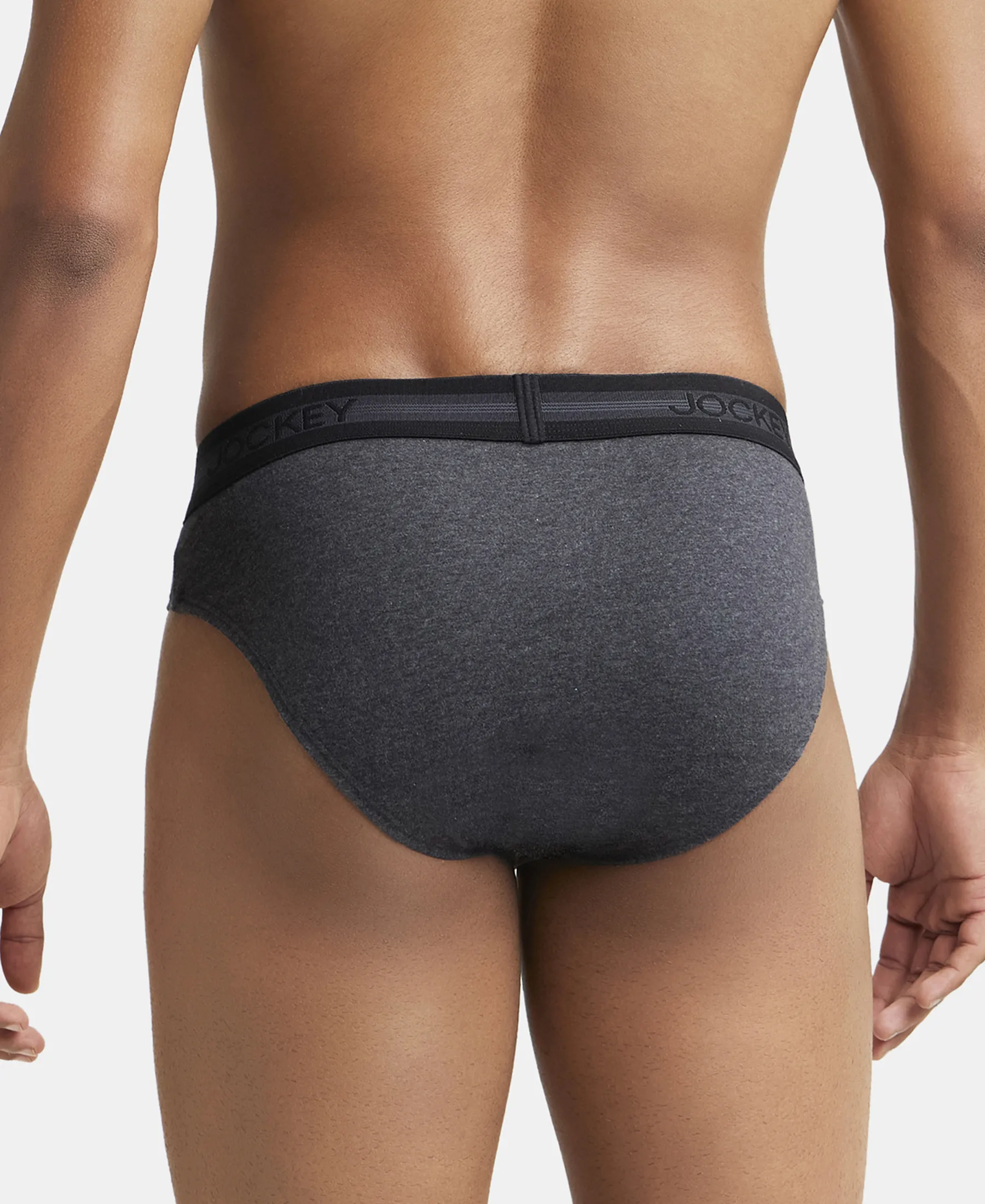 Super Combed Cotton Solid Brief with Stay Fresh Treatment - Black Melange (Pack of 2) - Image 3
