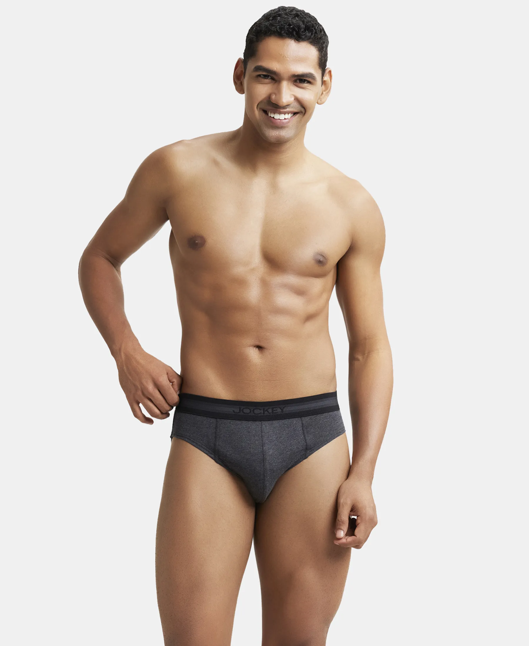 Super Combed Cotton Solid Brief with Stay Fresh Treatment - Black Melange (Pack of 2) - Image 9