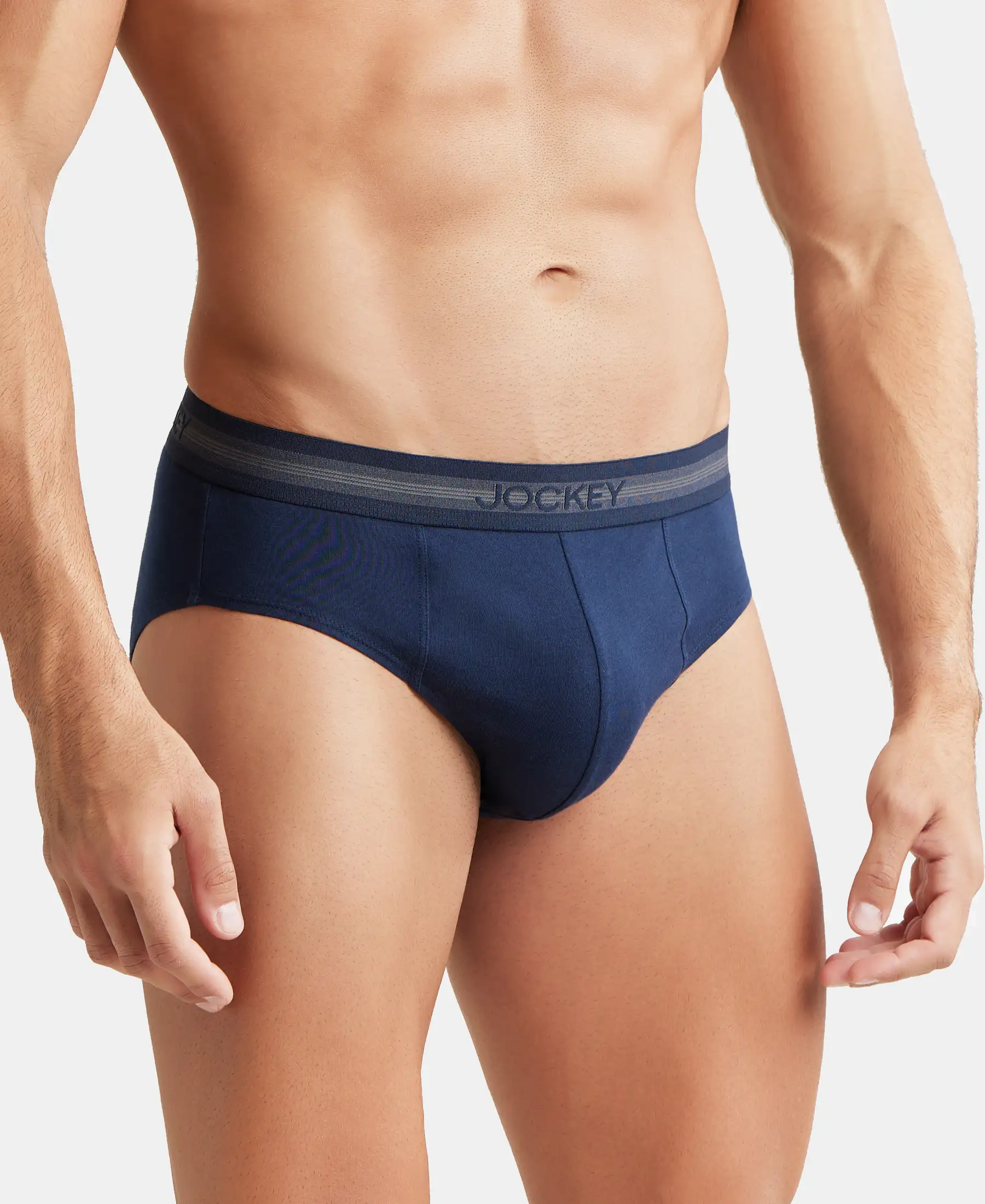 Super Combed Cotton Solid Brief with Stay Fresh Treatment - Deep Navy (Pack of 2) - Image 2