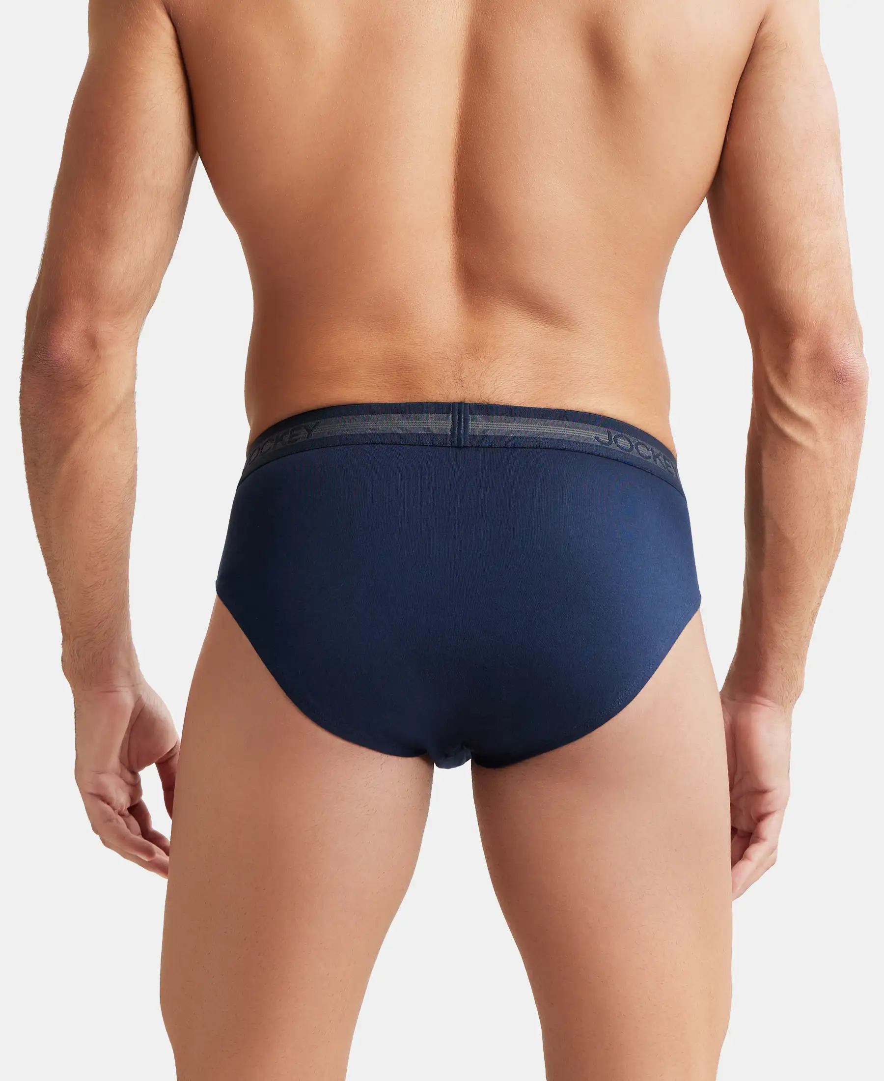 Super Combed Cotton Solid Brief with Stay Fresh Treatment - Deep Navy (Pack of 2) - Image 3