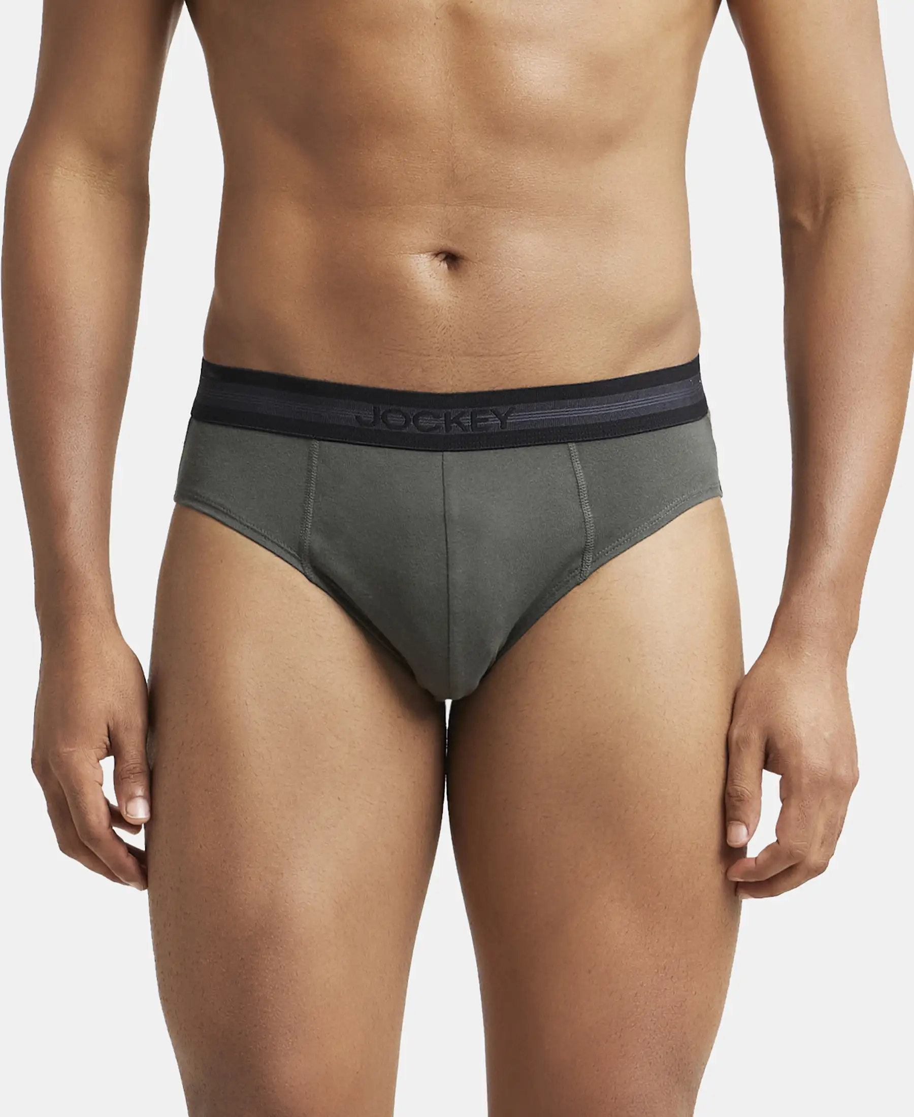 Super Combed Cotton Solid Brief with Stay Fresh Treatment - Deep Olive